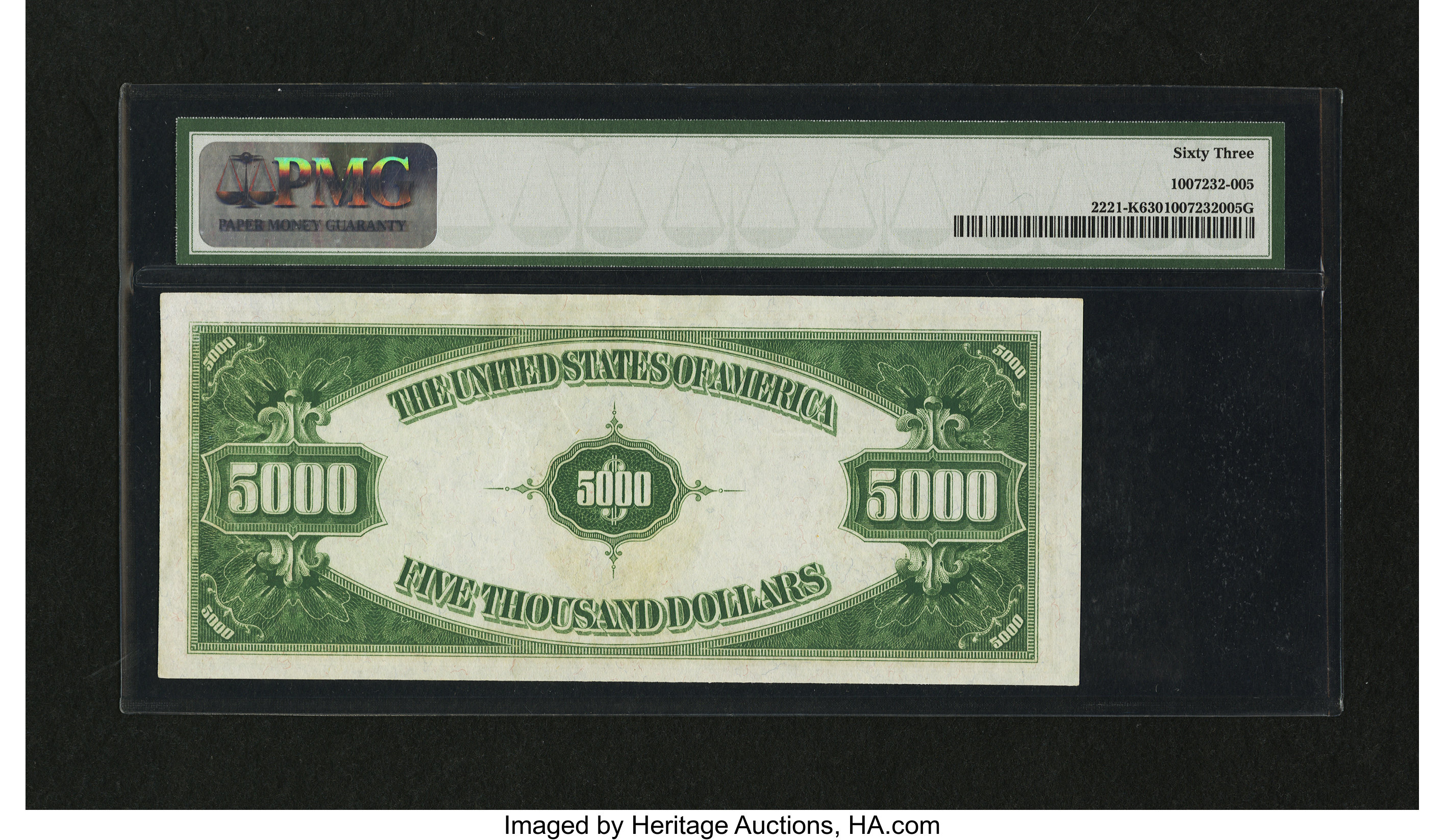 image for: Fr. 2221-K $5000 1934 Light Green Seal Federal Reserve Note. PMG Choice Uncirculated 63....