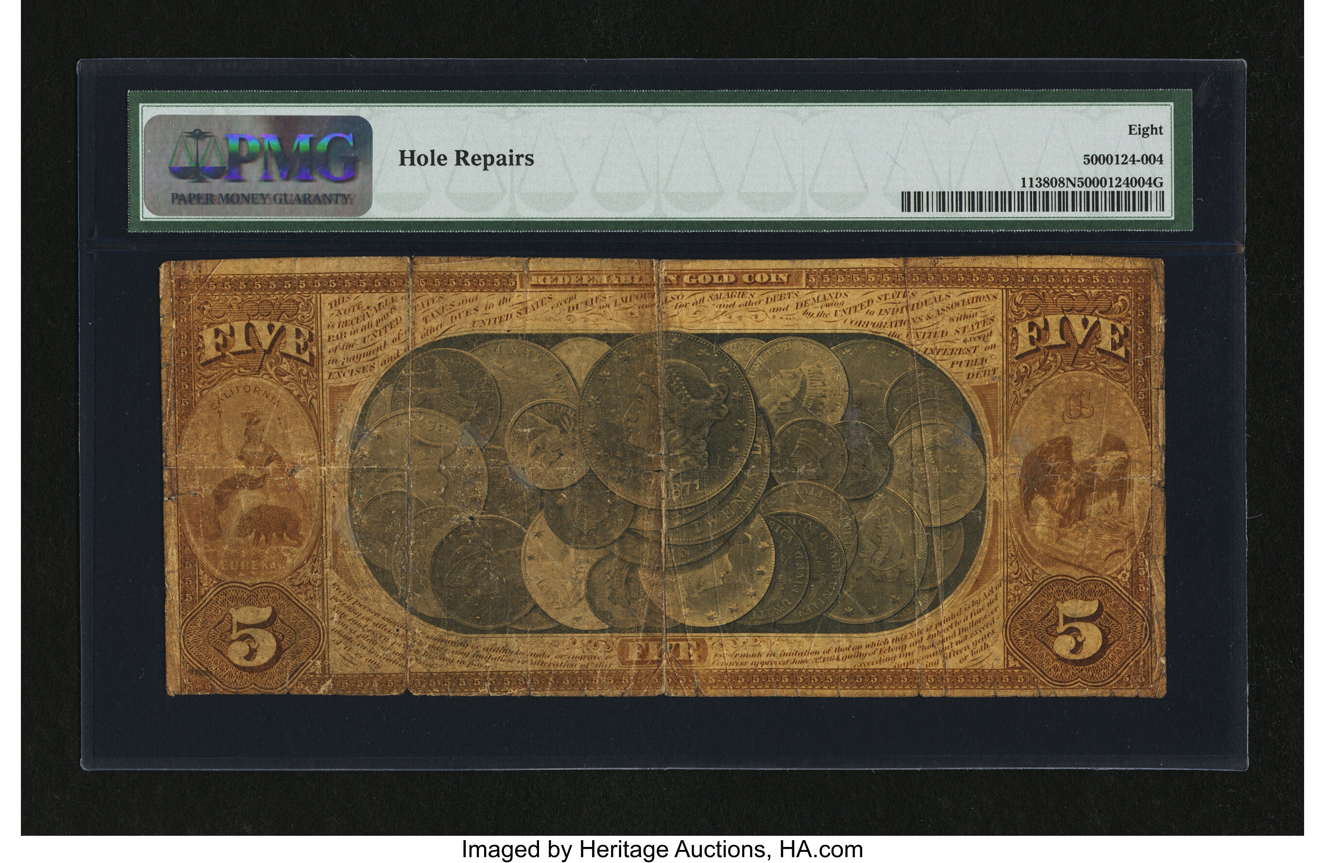 image for: Sacramento, CA - $5 1872 Fr. 1138 The National Gold Bank of D O Mills & Co. Ch. # 2014...