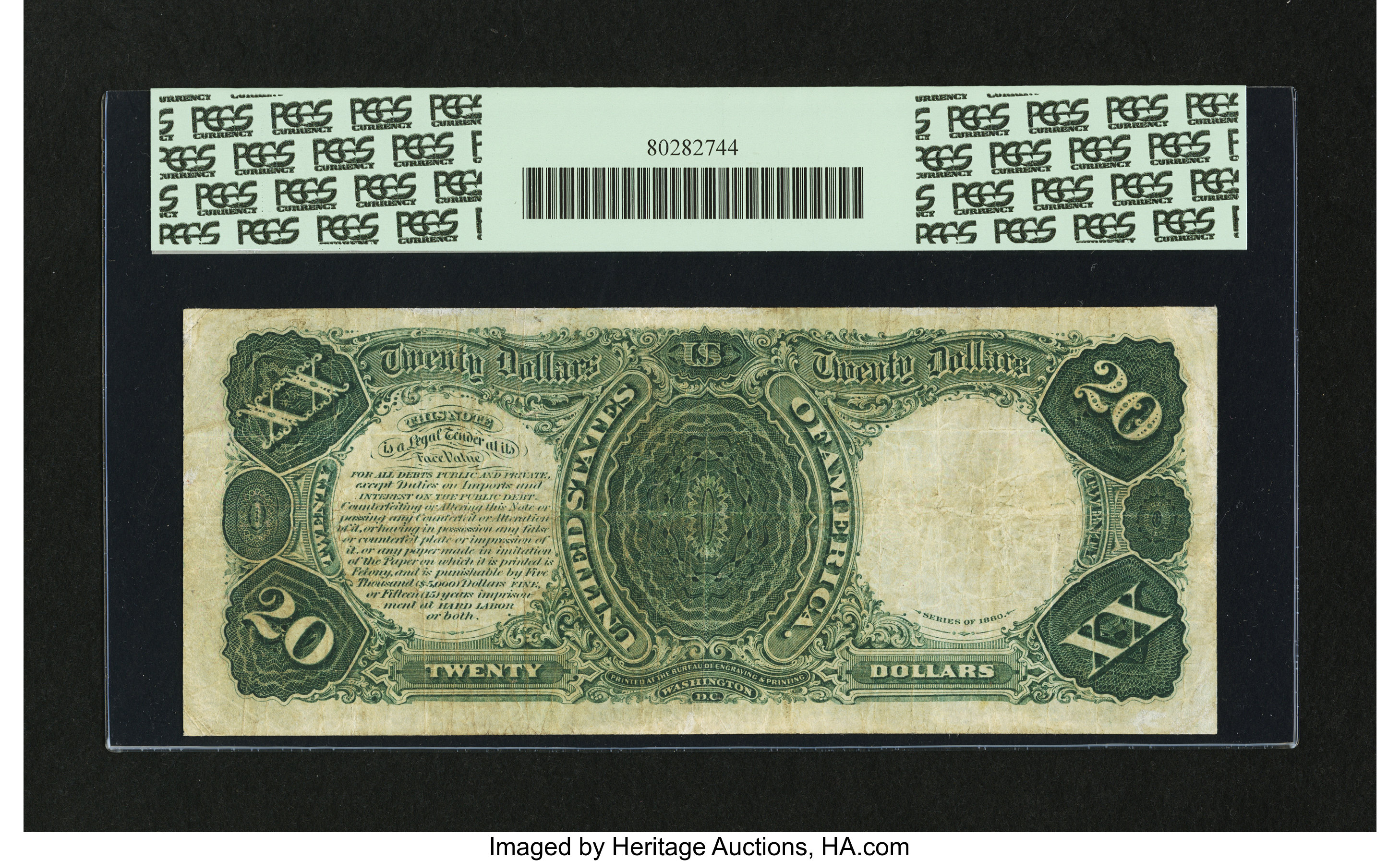 image for: Fr. 139 $20 1880 Legal Tender PCGS Very Fine 25....