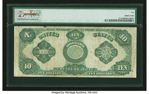 image for: Fr. 371 $10 1891 Treasury Note PMG Very Good 10....