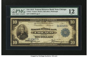 image for: Fr. 813 $10 1915 Federal Reserve Bank Note PMG Fine 12....