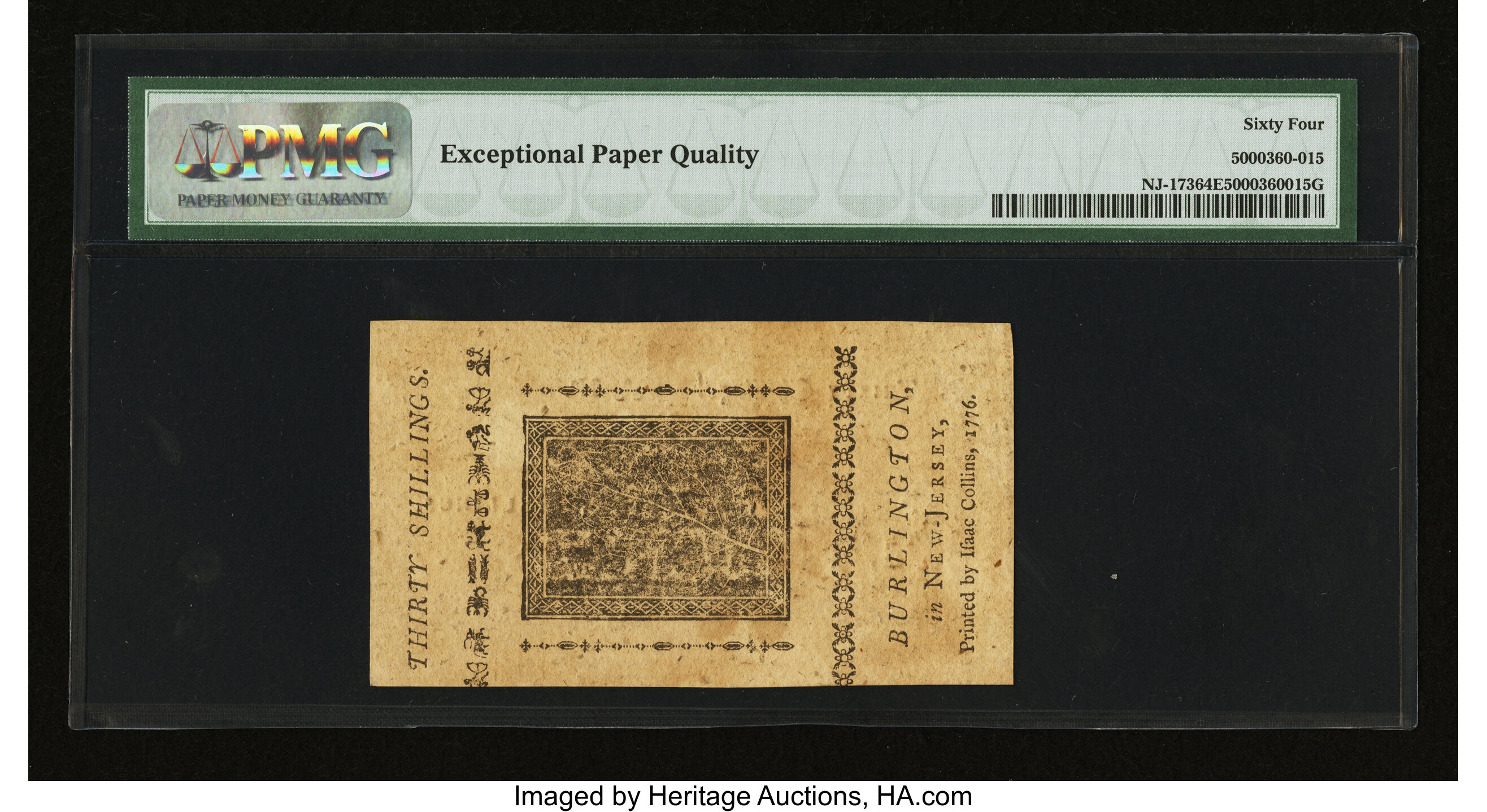 image for: New Jersey February 20, 1776 30s PMG Choice Uncirculated 64 EPQ....