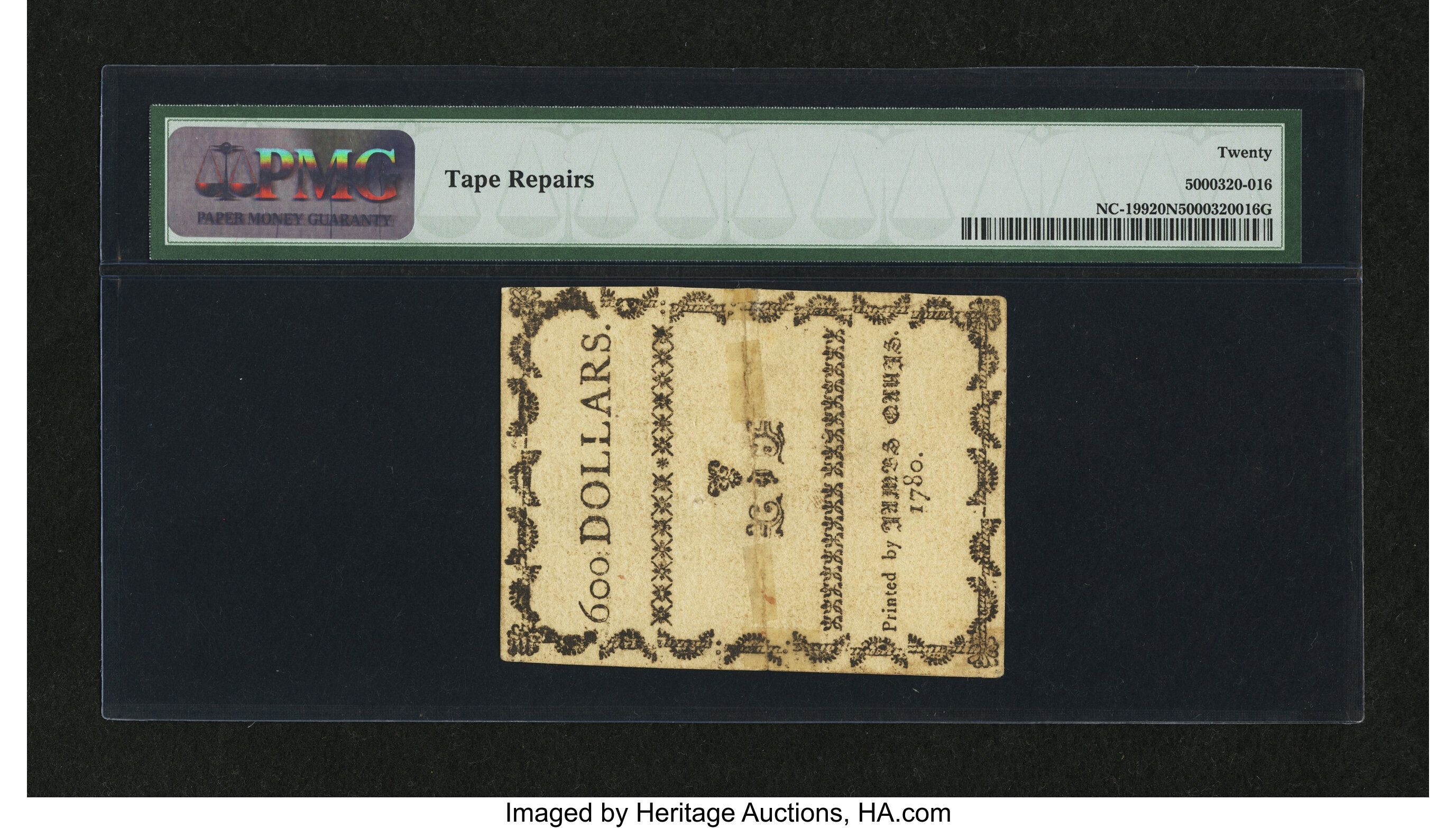 image for: North Carolina May 10, 1780 $600 PMG Very Fine 20 Net....