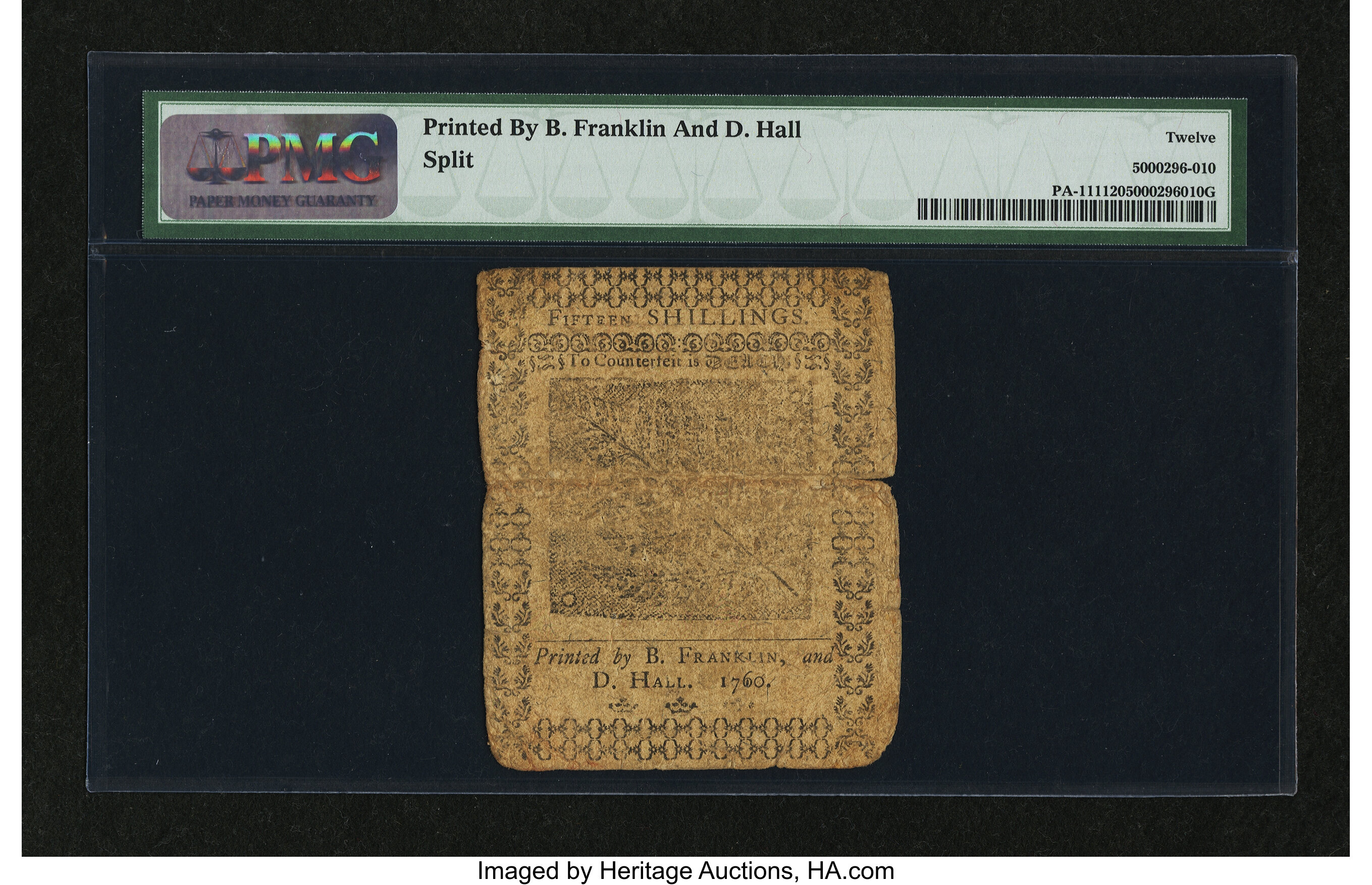 image for: Pennsylvania May 1, 1760 15s PMG Fine 12....