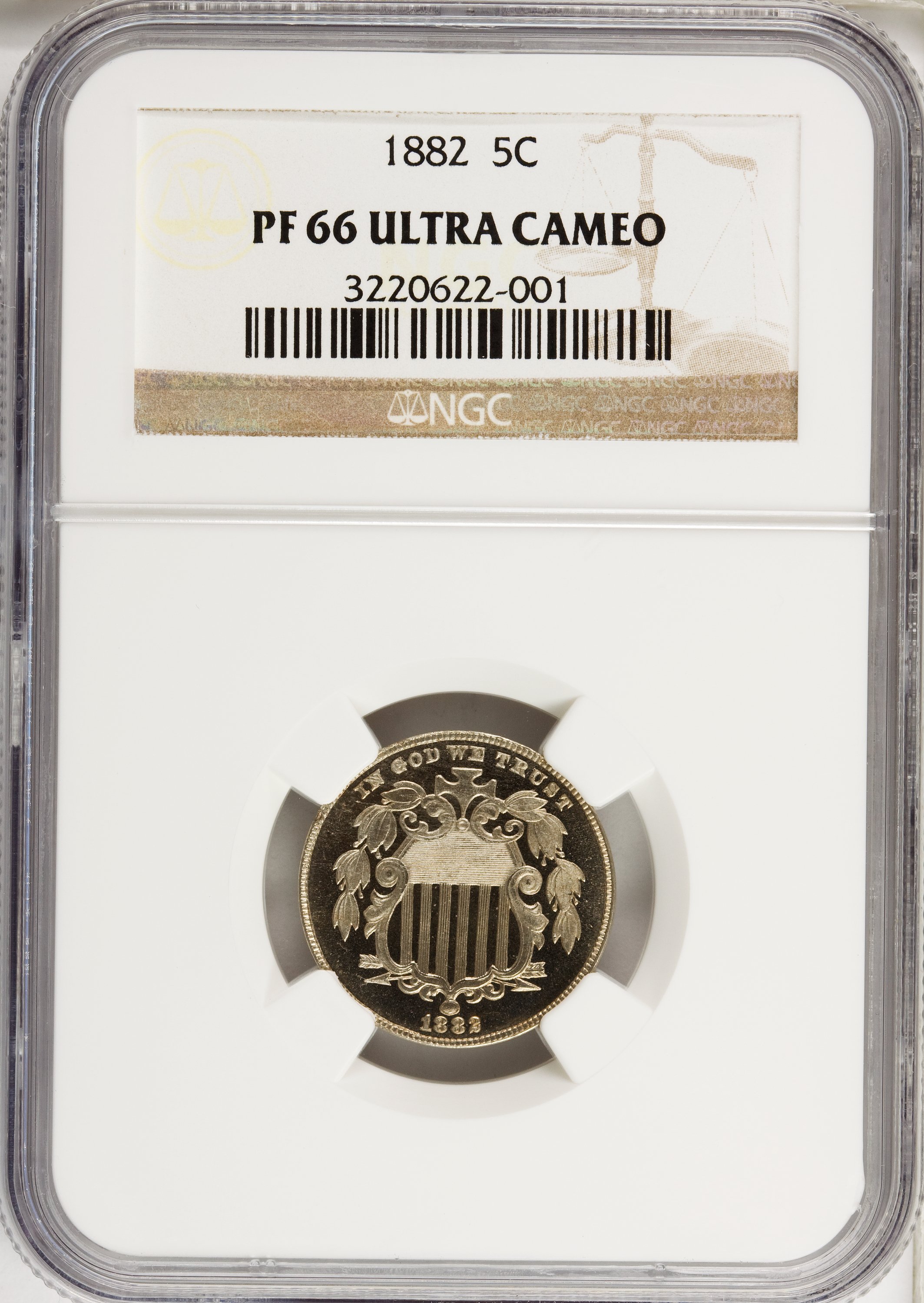 image for: 1882 5C PR66 Ultra Cameo NGC. NGC Census: (2/2). PCGS Population (1/1).   (#93837)...