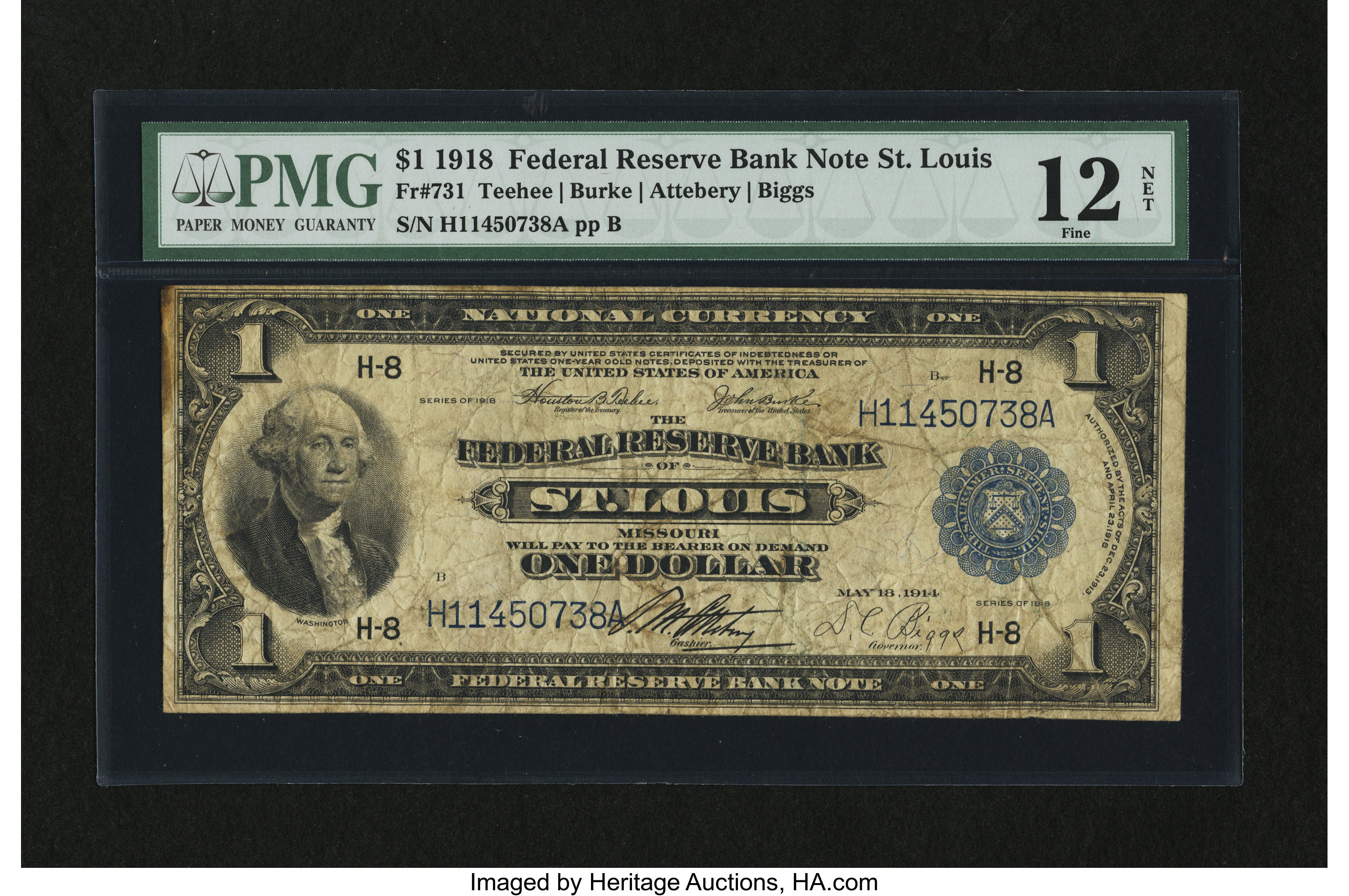 image for: Fr. 731 $1 1918 Federal Reserve Bank Note PMG Fine 12 Net....