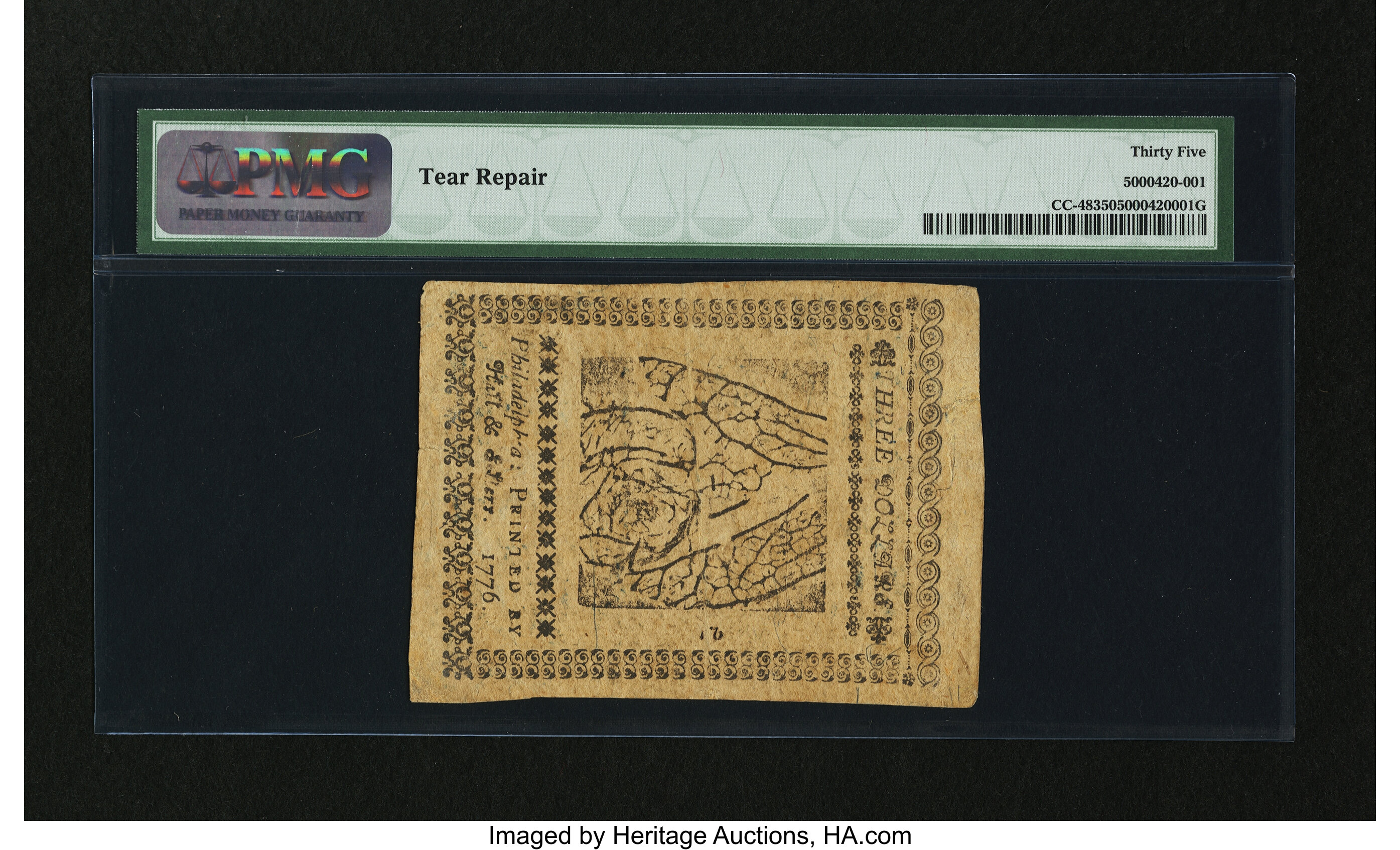 image for: Continental Currency November 2, 1776 $3 PMG Choice Very Fine 35....