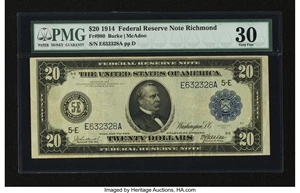 image for: Fr. 980 $20 1914 Federal Reserve Note PMG Very Fine 30....