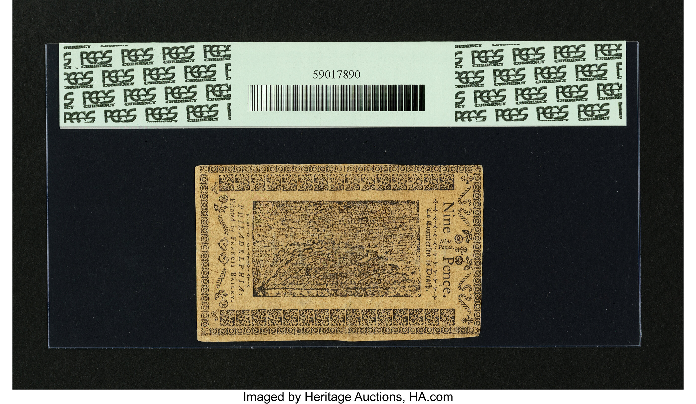 image for: Pennsylvania March 16, 1785 9d PCGS Very Fine 30....