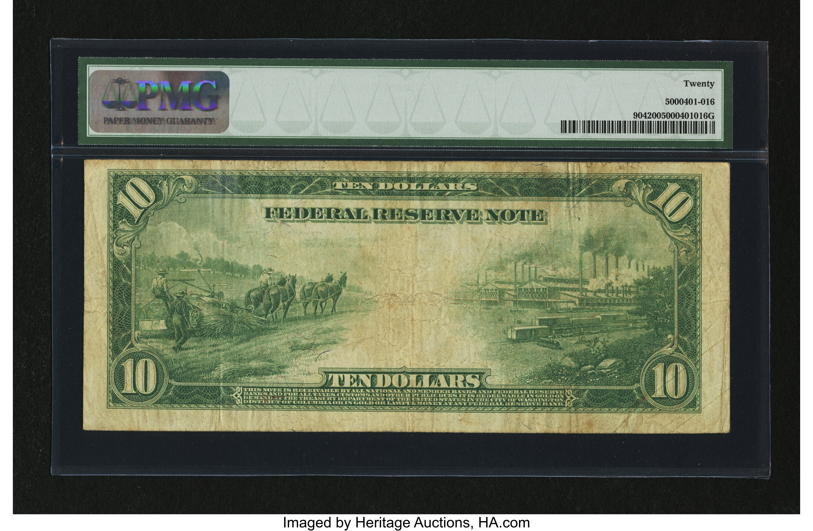 image for: Fr. 904 $10 1914 Federal Reserve Note PMG Very Fine 20....
