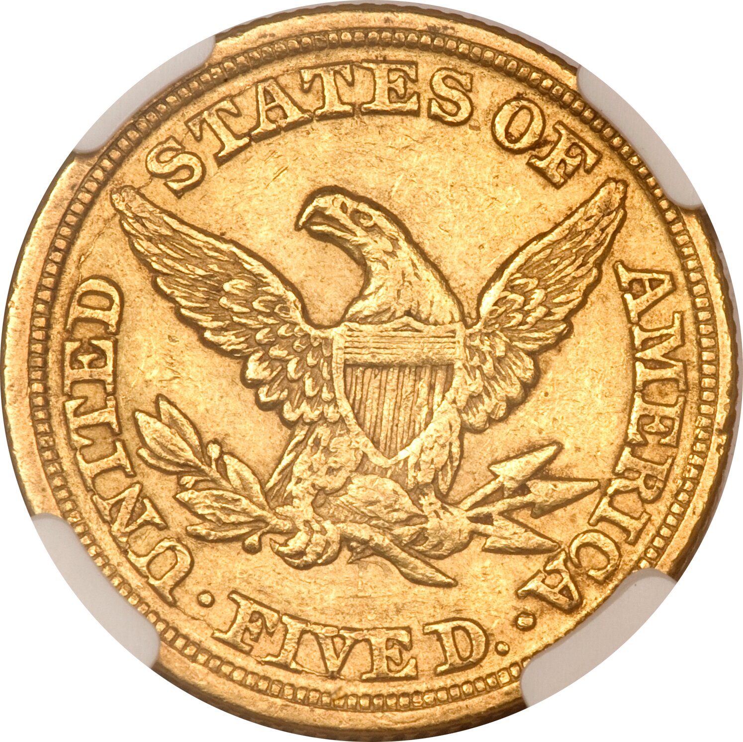 image for: 1850-D $5 Weak D AU53 NGC....