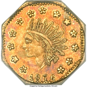 image for: 1876 $1 Indian Octagonal 1 Dollar, BG-1116, High R.6, MS63 PCGS....