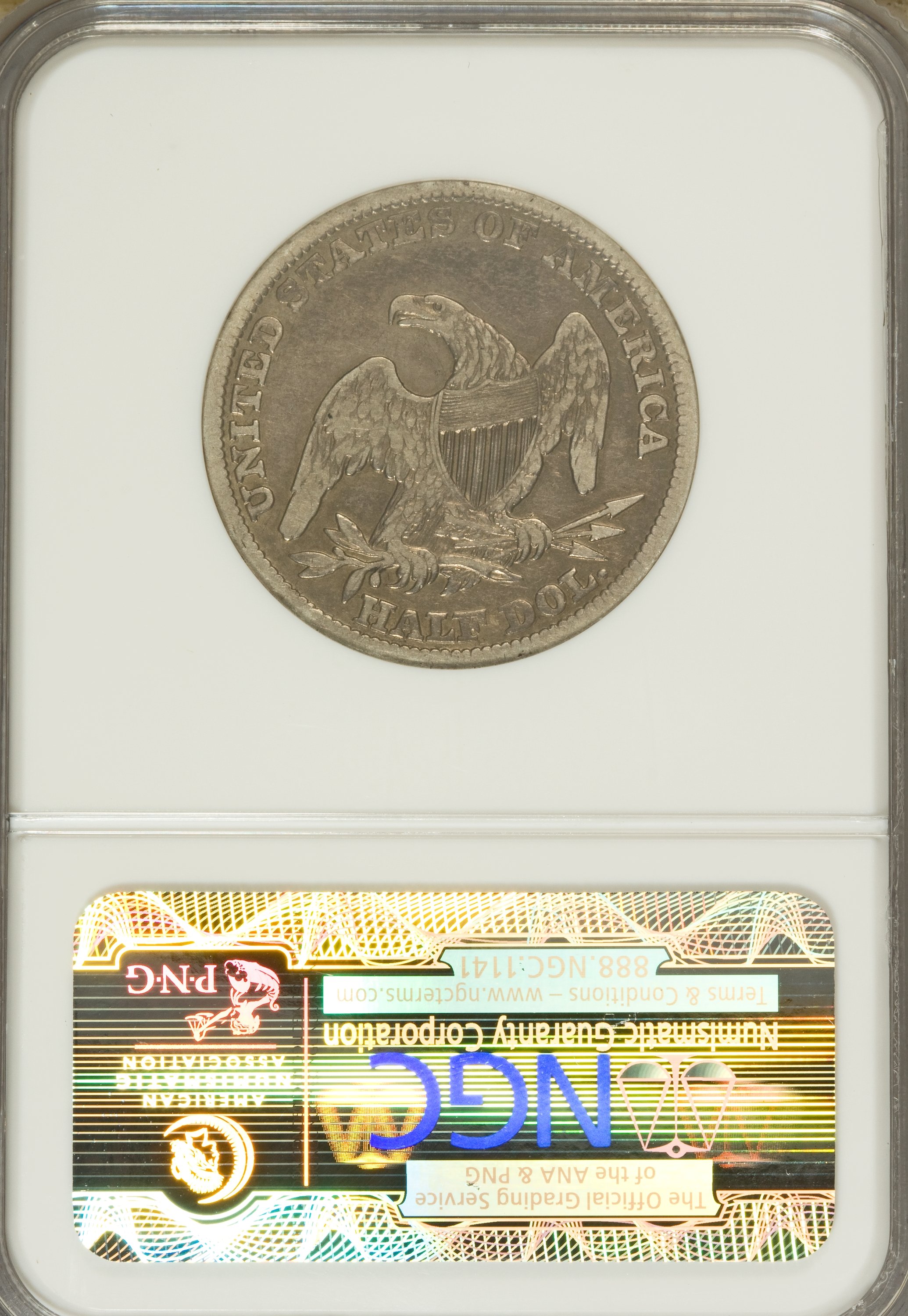 1839 50c Reeded Edge, Large Letters Reverse F12 thumbnail 2