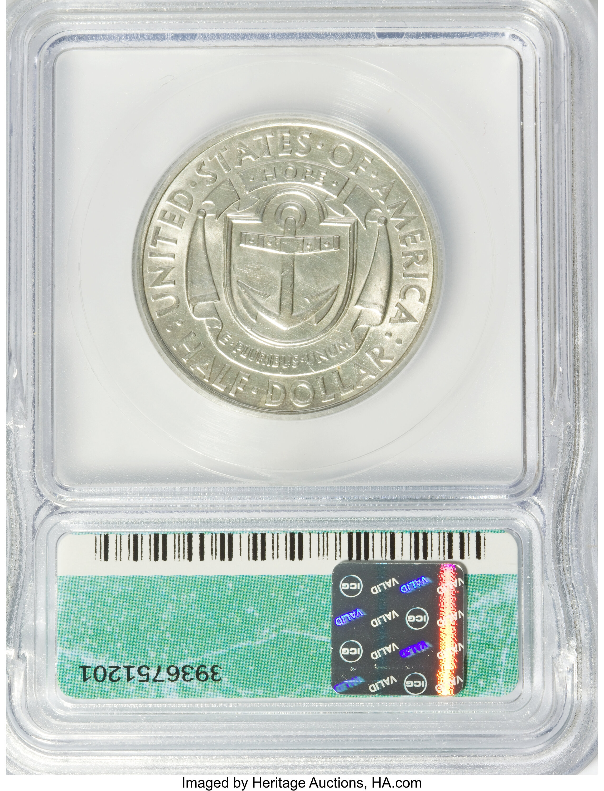 1936-D 50c Rhode Island AU58 CAC thumbnail 4