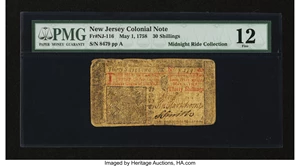 image for: New Jersey May 1, 1758 30s PMG Fine 12....