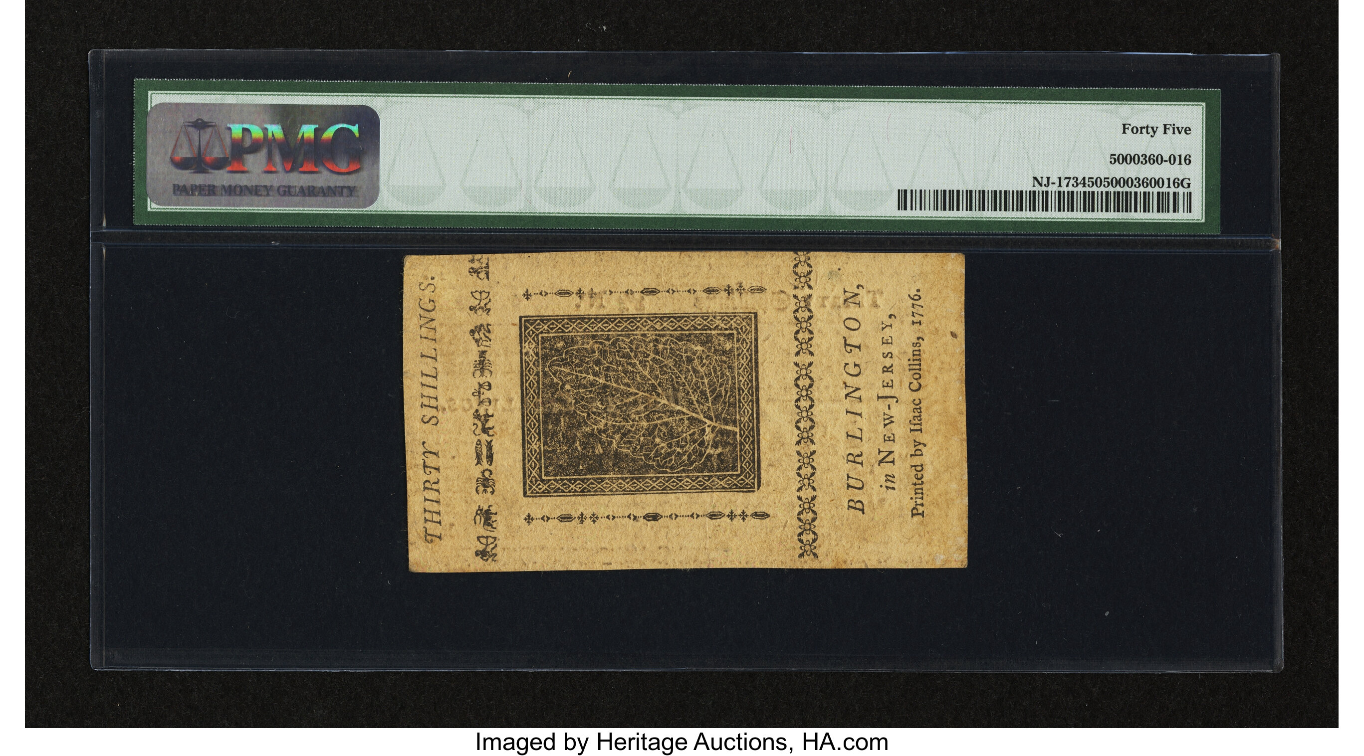 image for: New Jersey February 20, 1776 30s PMG Choice Extremely Fine 45....