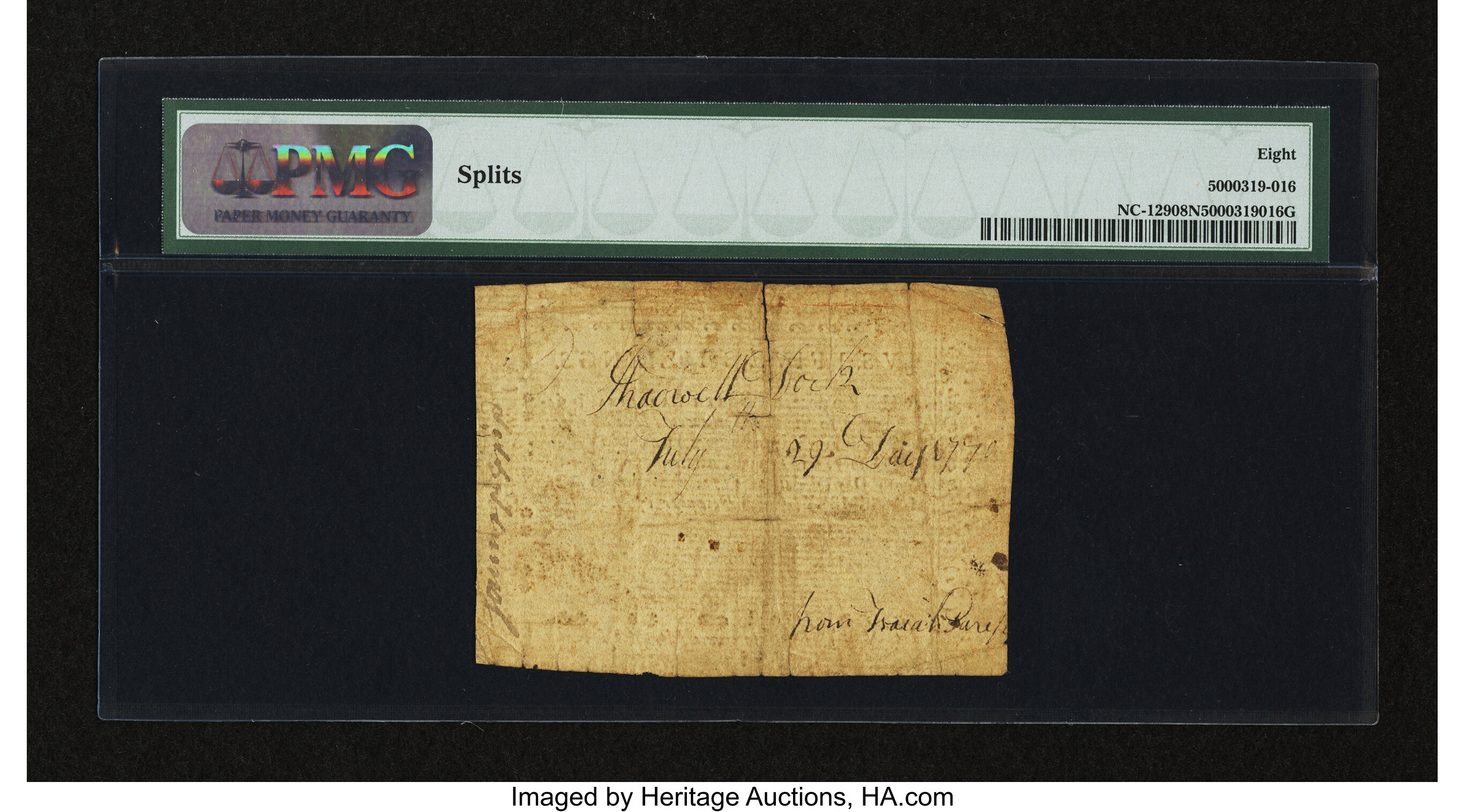 image for: North Carolina December, 1768 5s PMG Very Good 8 Net....