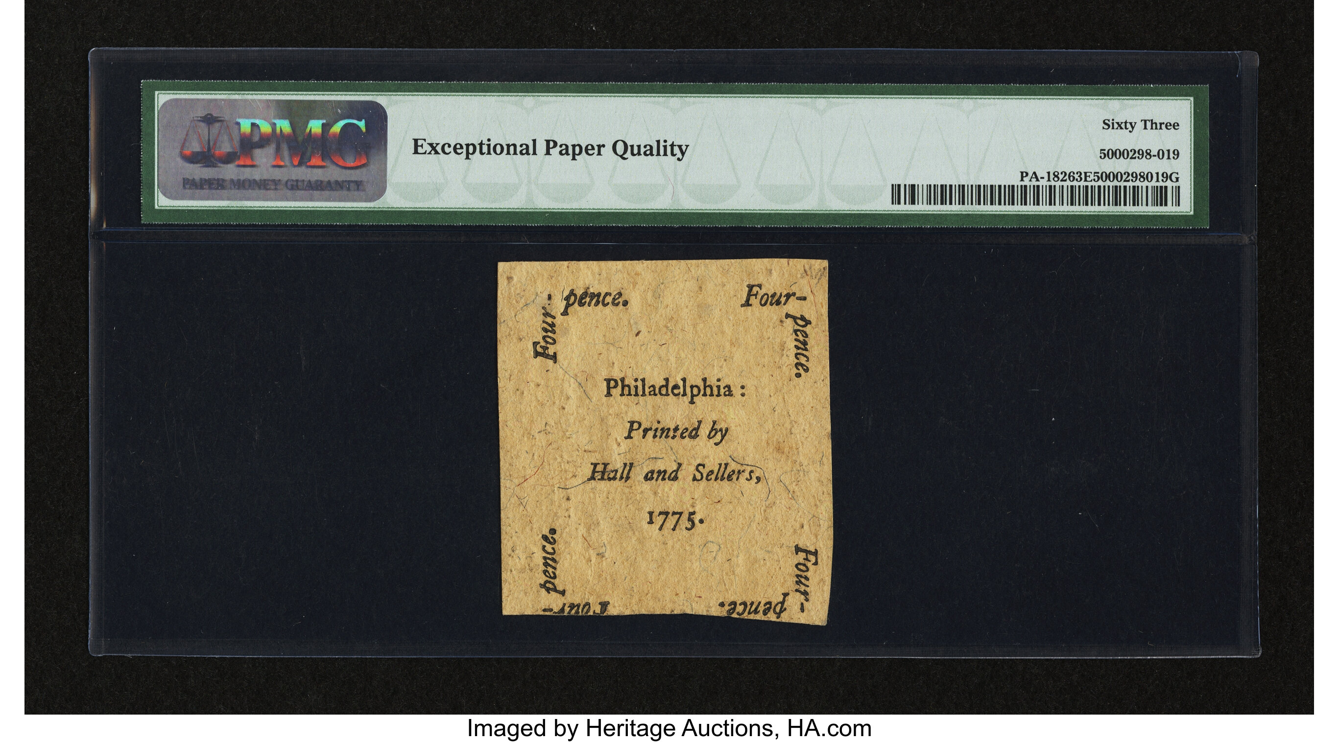 image for: Pennsylvania October 25, 1775 4d PMG Choice Uncirculated 63 EPQ....