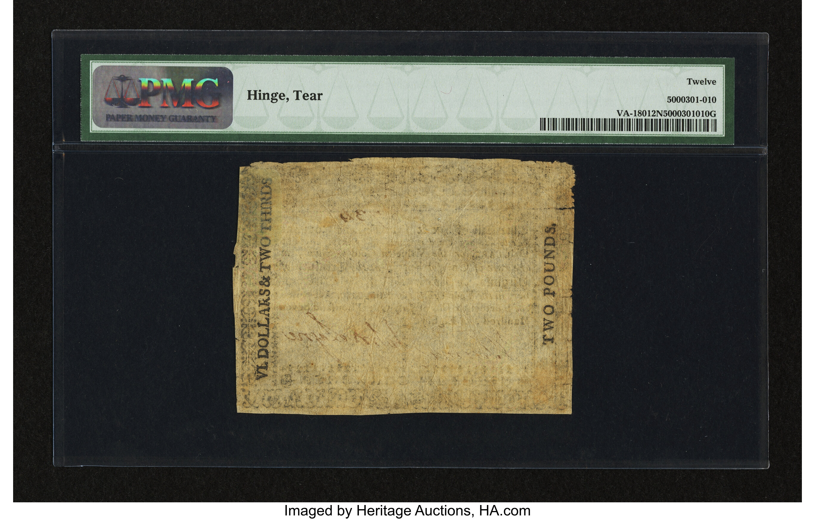 image for: Virginia July 14, 1780 $6 2/3 PMG Fine 12 Net....