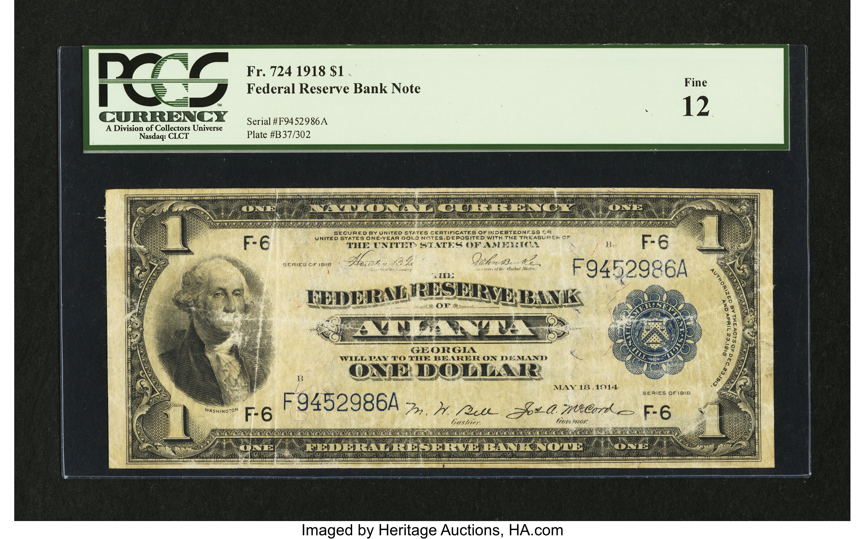 image for: Fr. 724 $1 1918 Federal Reserve Bank Note PCGS Fine 12....