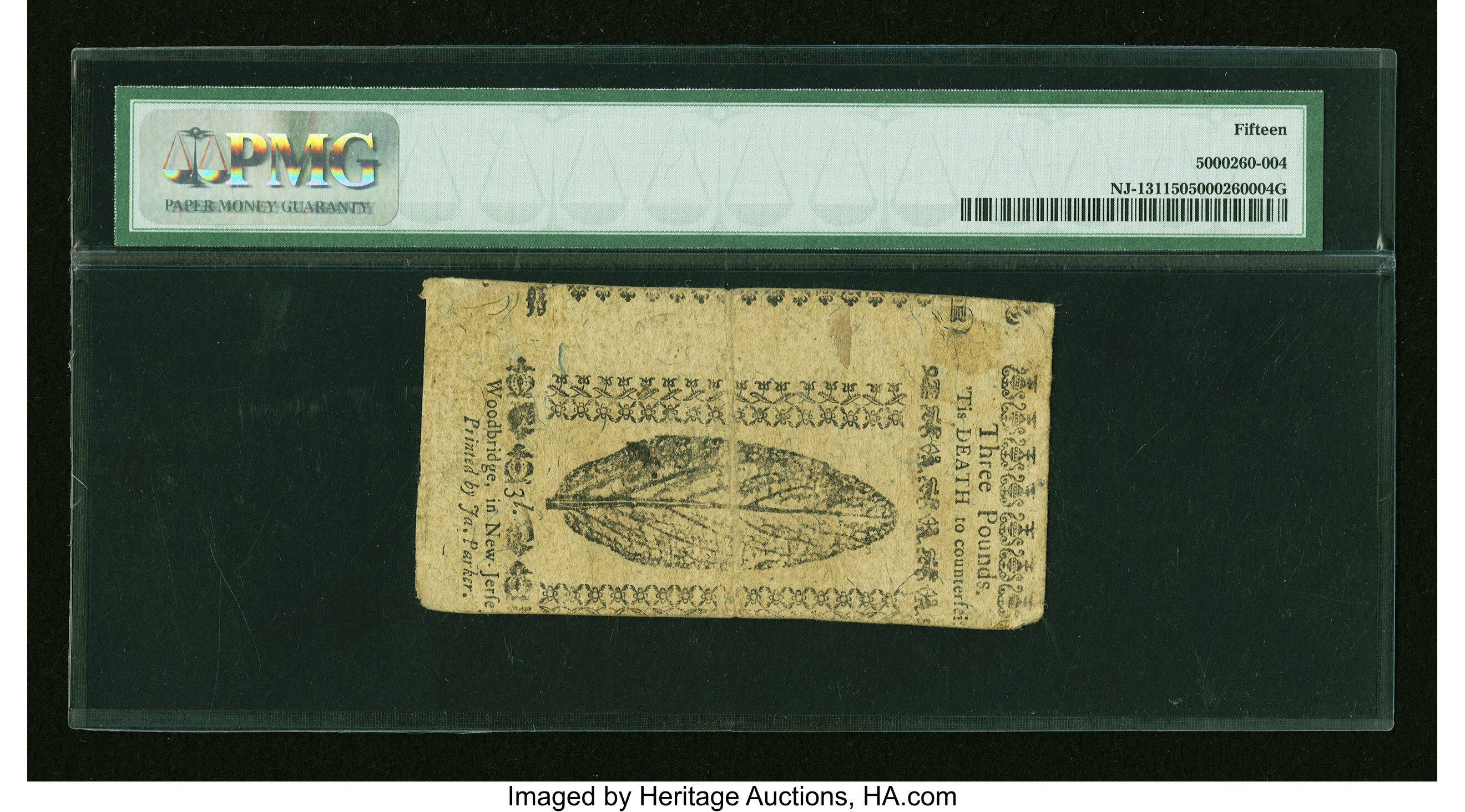 image for: New Jersey April 10, 1759 £3 PMG Choice Fine 15....