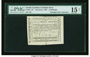 image for: North Carolina December, 1768 20s PMG Choice Fine 15 Net....