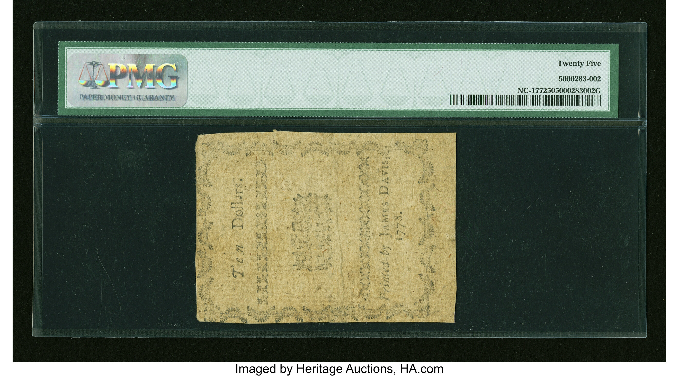 image for: North Carolina August 8, 1778 $10 PMG Very Fine 25....