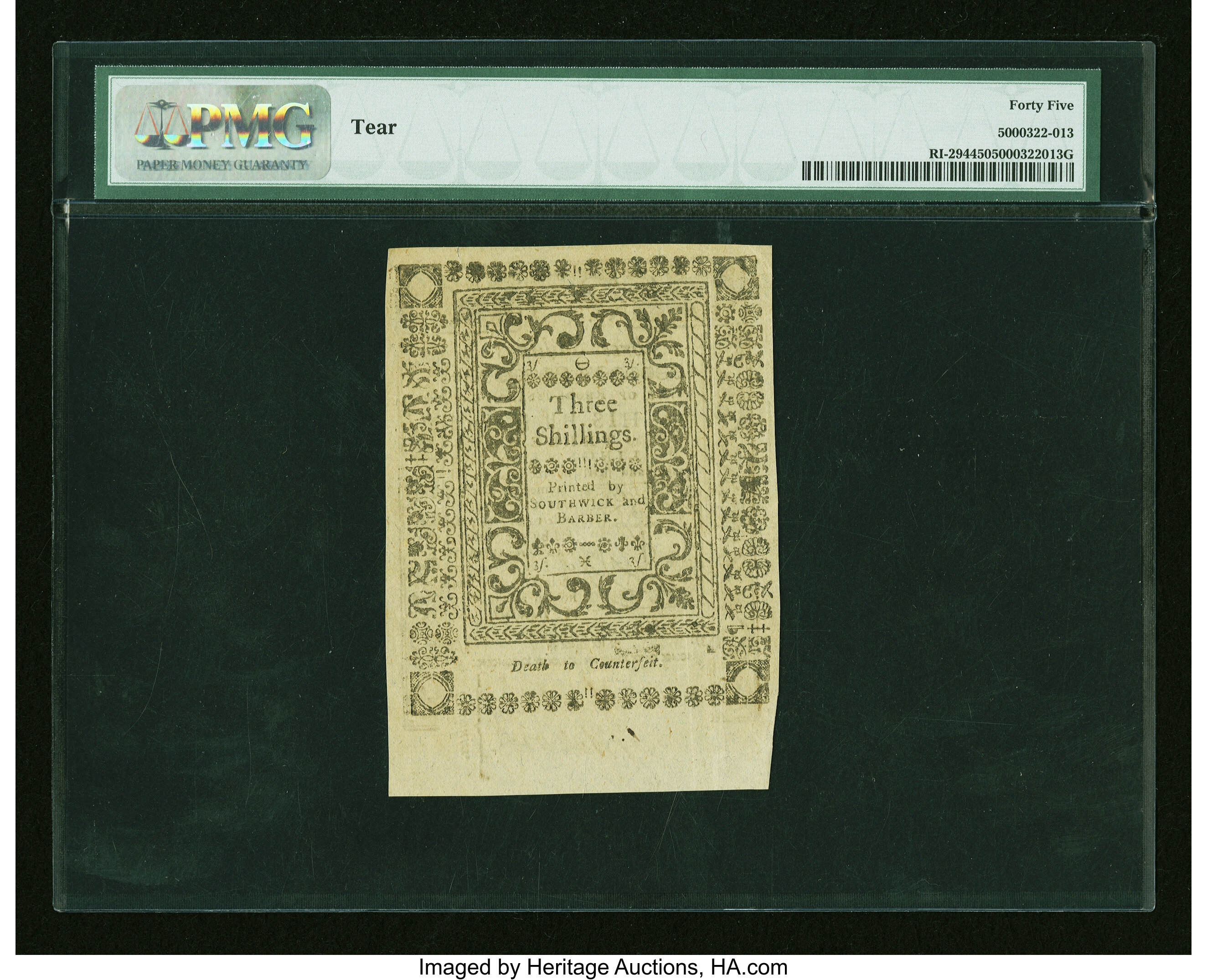 image for: Rhode Island May 1786 3s PMG Choice Extremely Fine 45....