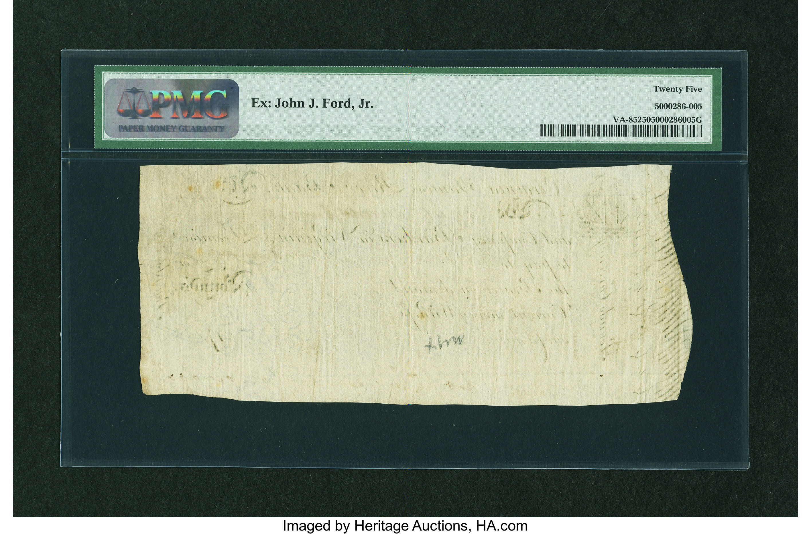 image for: Virginia September 1, 1775 James River Bank Form £8 PMG Very Fine 25....