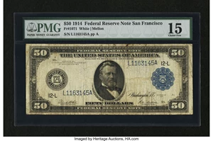 image for: Fr. 1071 $50 1914 Federal Reserve Note PMG Choice Fine 15....