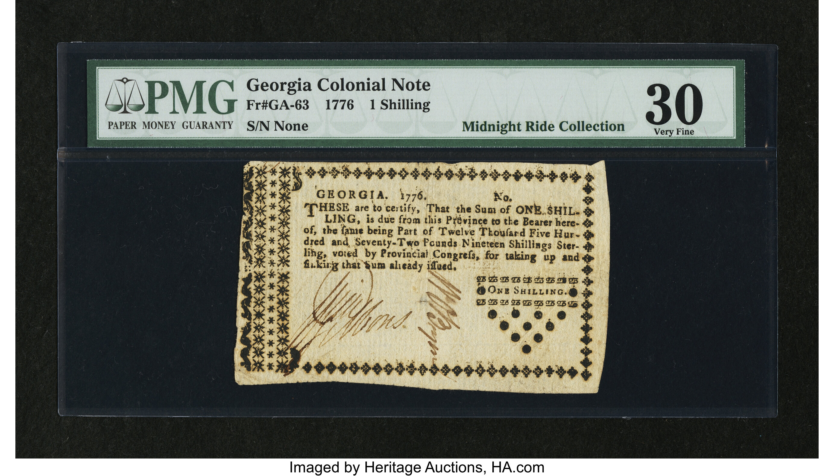 image for: Georgia 1776 1s PMG Very Fine 30....