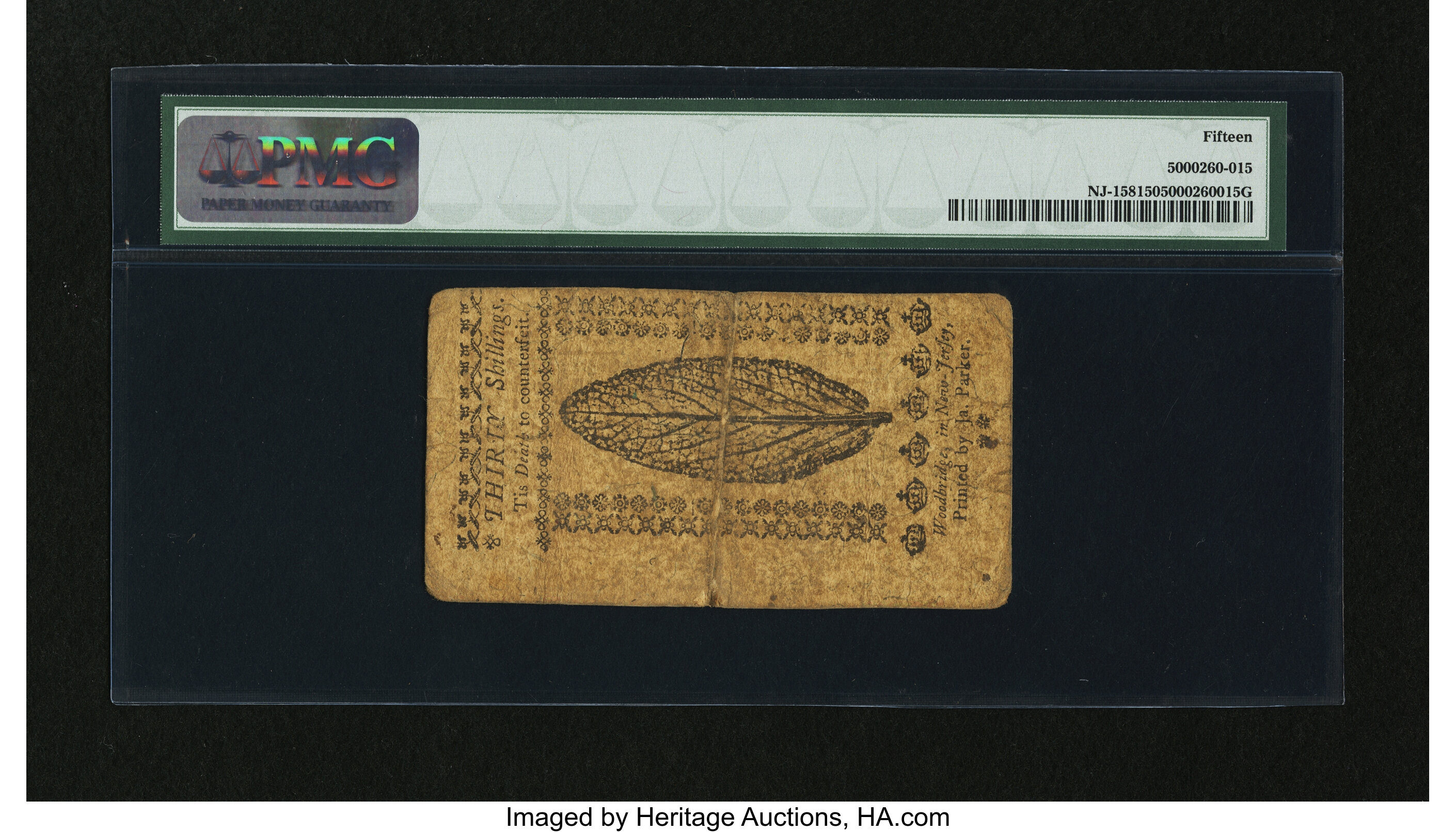 image for: New Jersey December 31, 1763 30s PMG Choice Fine 15....