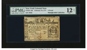 image for: New York February 16, 1771 £2 PMG Fine 12 Net....