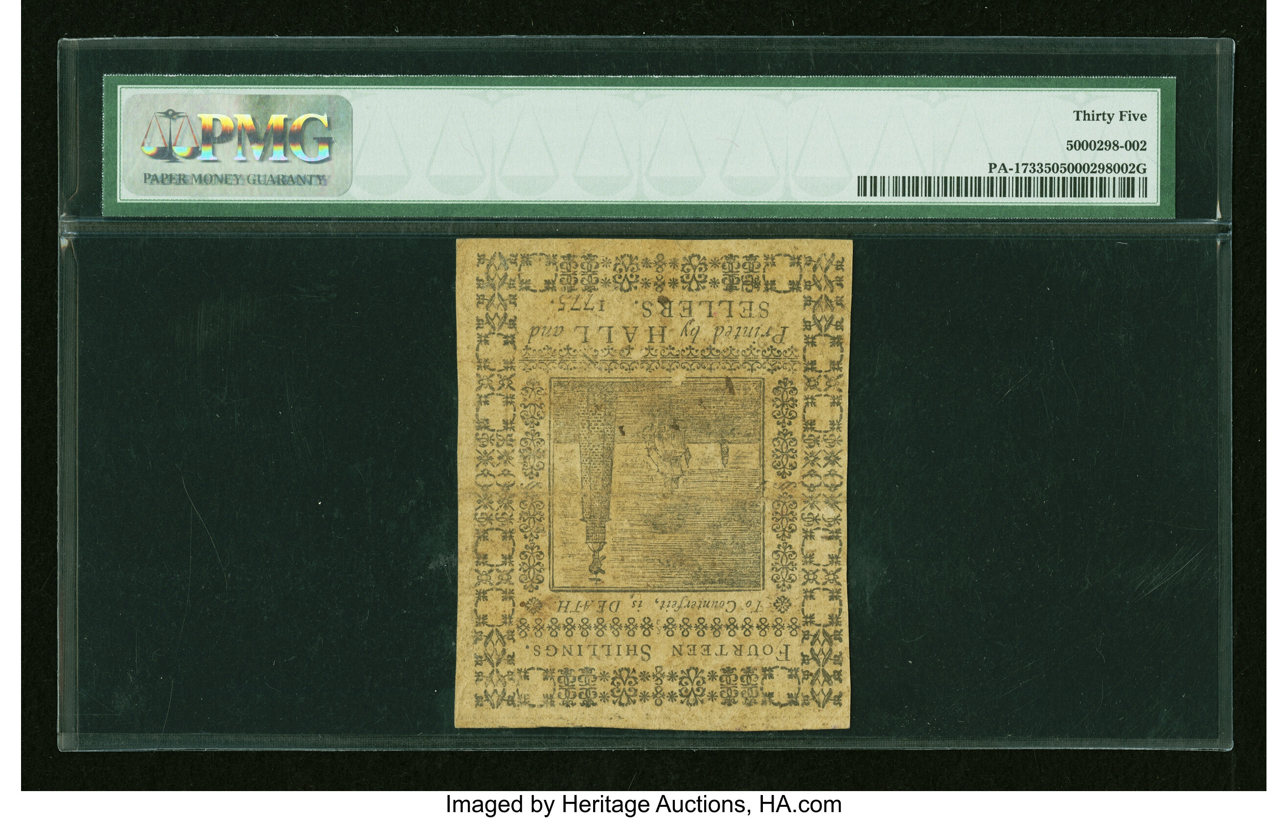 image for: Pennsylvania March 25, 1775 14s PMG Choice Very Fine 35....