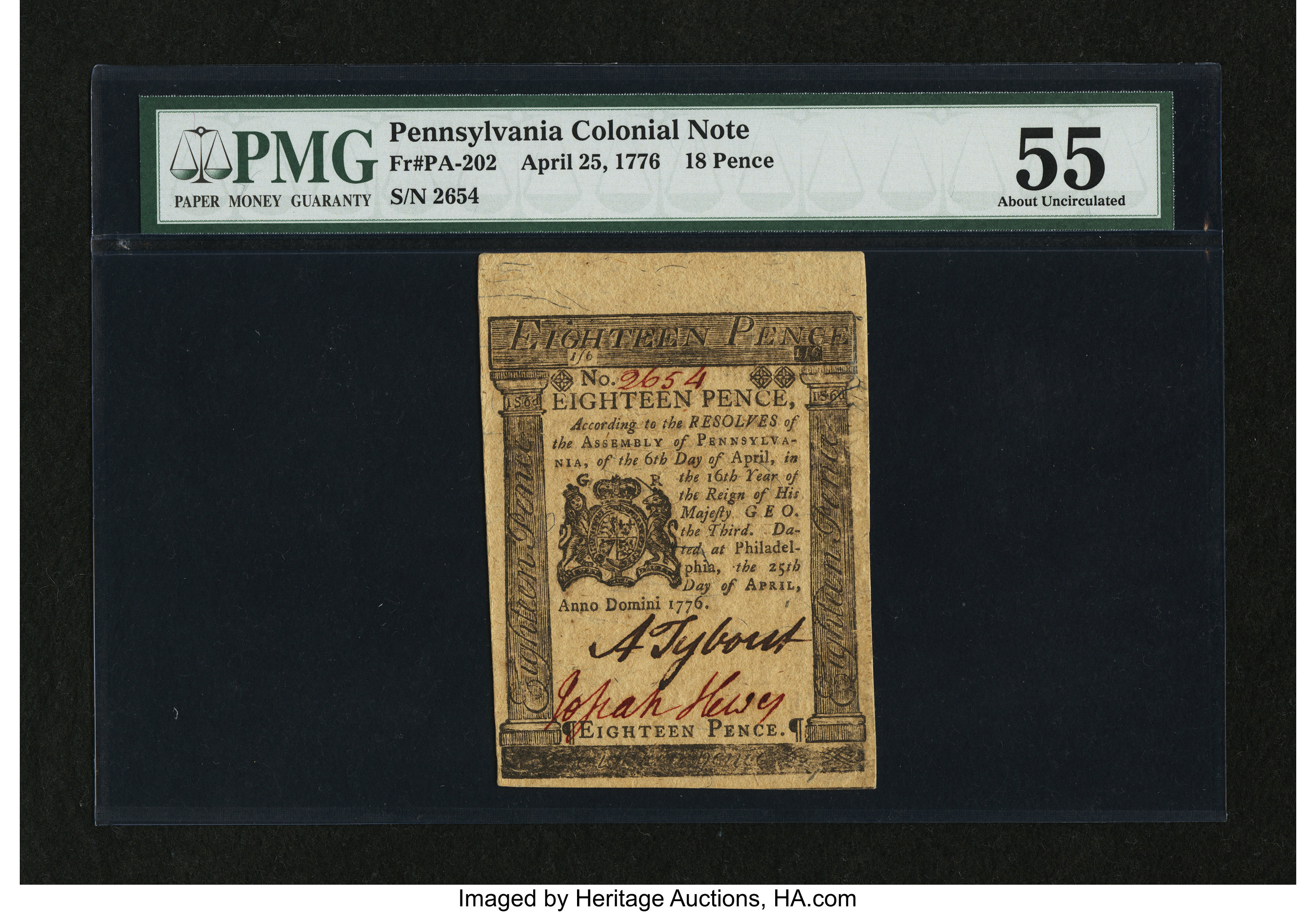 image for: Pennsylvania April 25, 1776 18d PMG About Uncirculated 55....