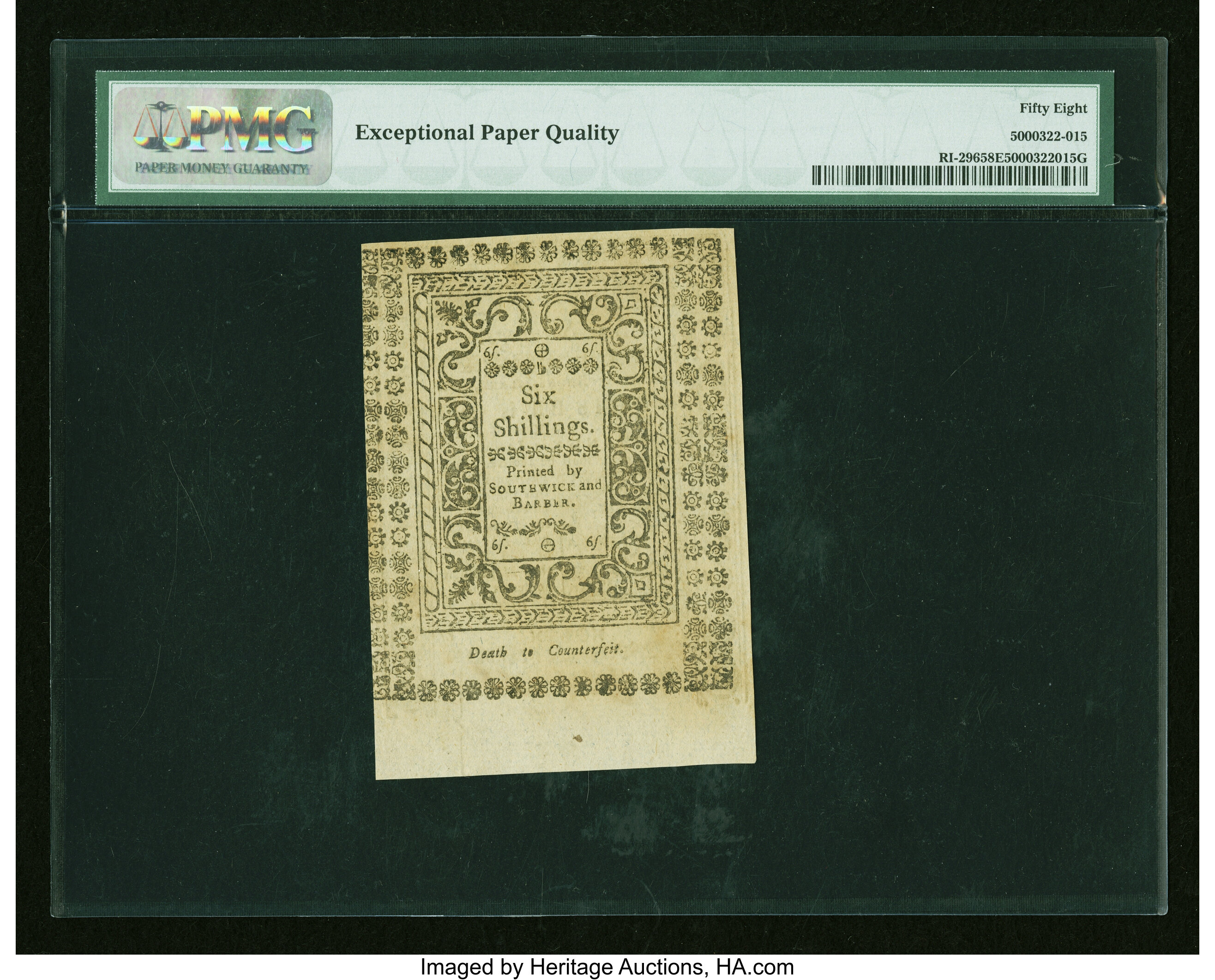 image for: Rhode Island May 1786 6s PMG Choice About Unc 58 EPQ....