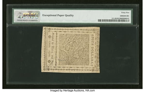 image for: Continental Currency May 20, 1777 $4 PMG Choice Extremely Fine 45 EPQ....