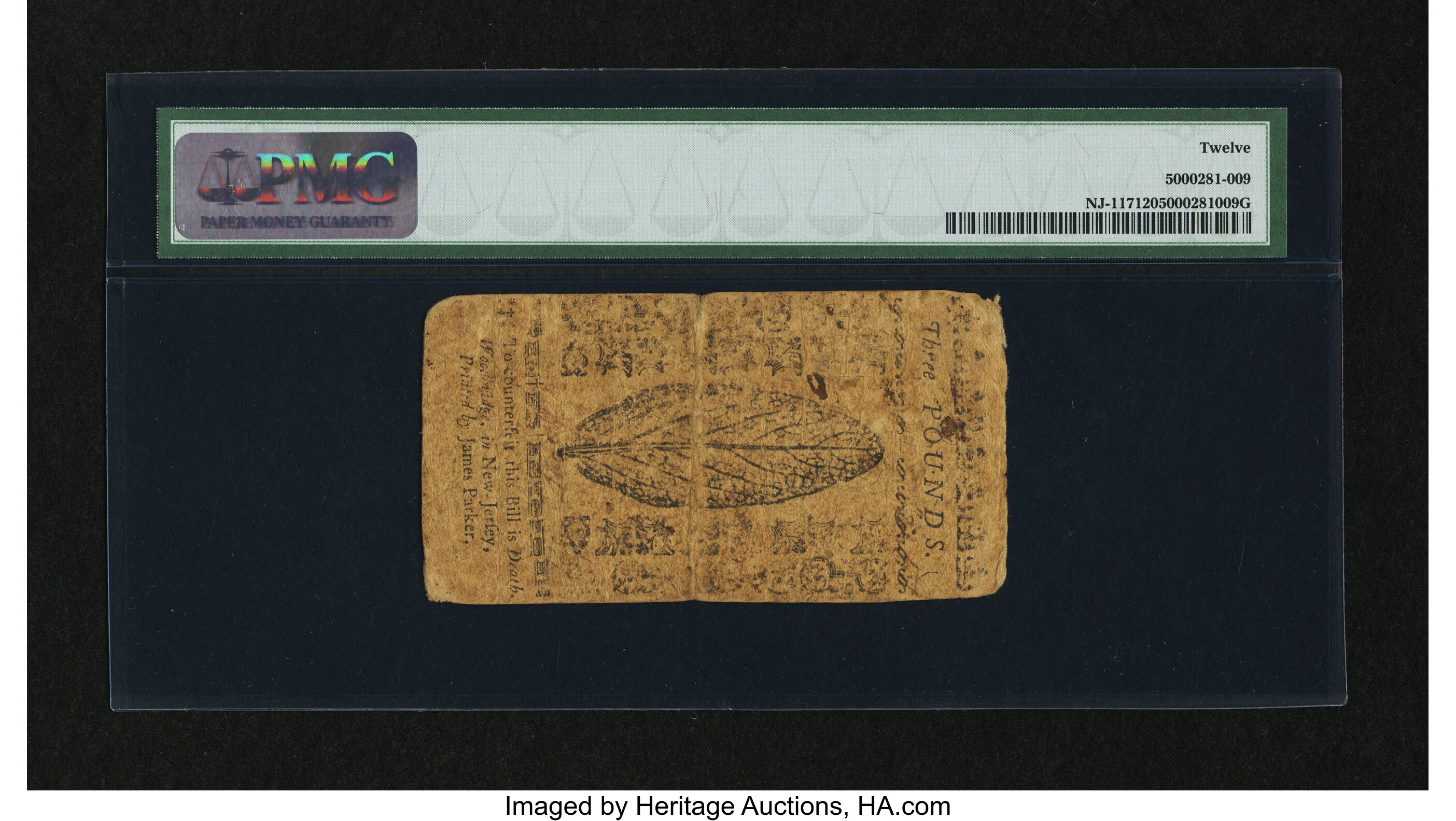 image for: New Jersey May 1, 1758 £3 PMG Fine 12....