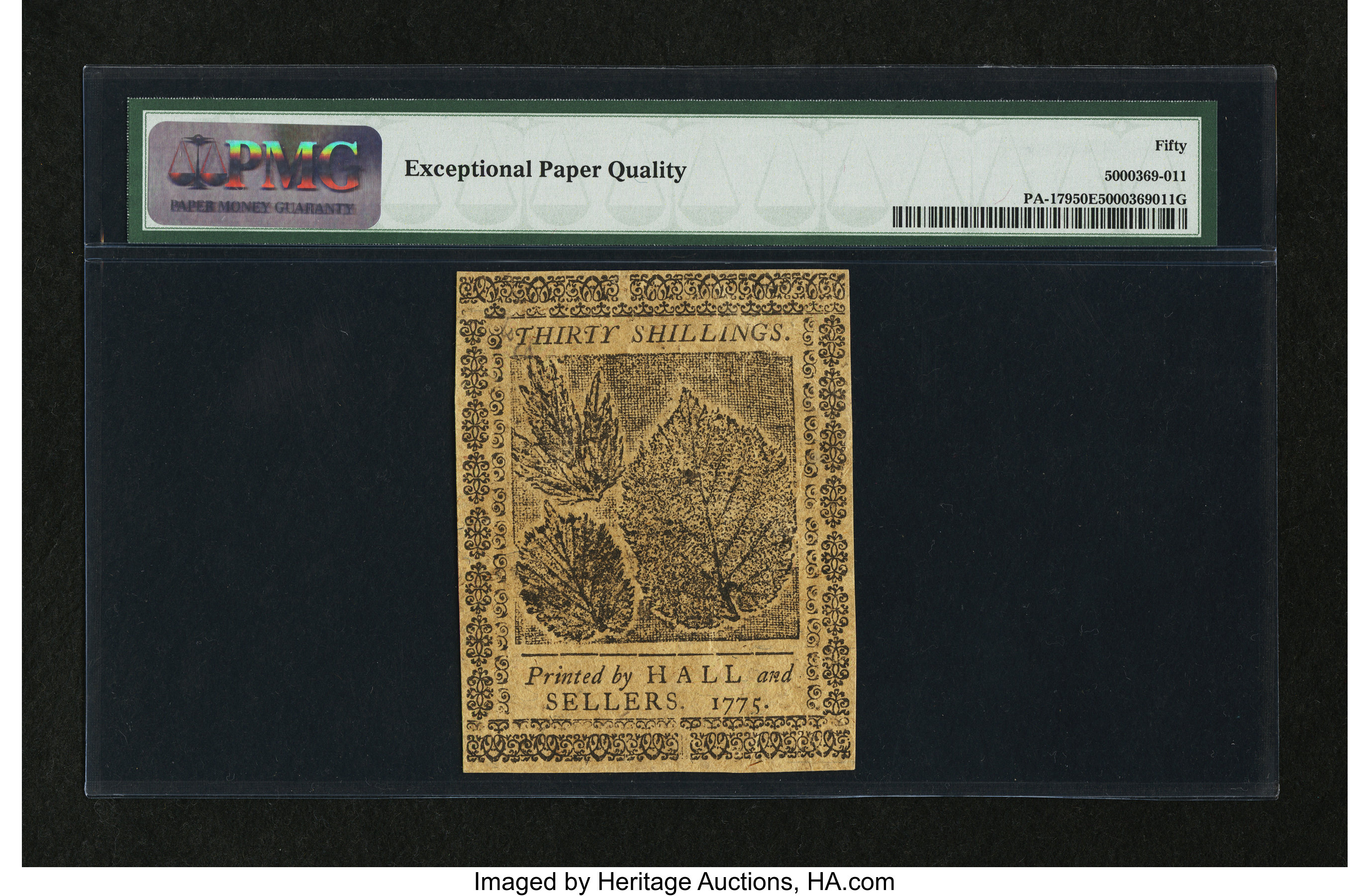 image for: Pennsylvania July 20, 1775 30s PMG About Uncirculated 50 EPQ....