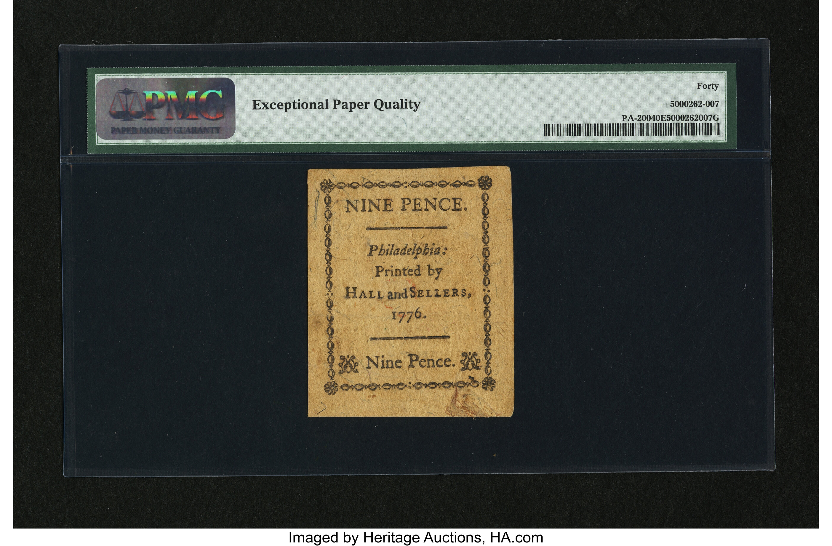 image for: Pennsylvania April 25, 1776 9d PMG Extremely Fine 40 EPQ....