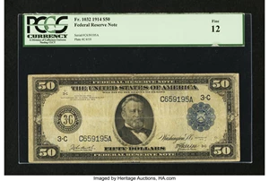 image for: Fr. 1032 $50 1914 Federal Reserve Note PCGS Fine 12....