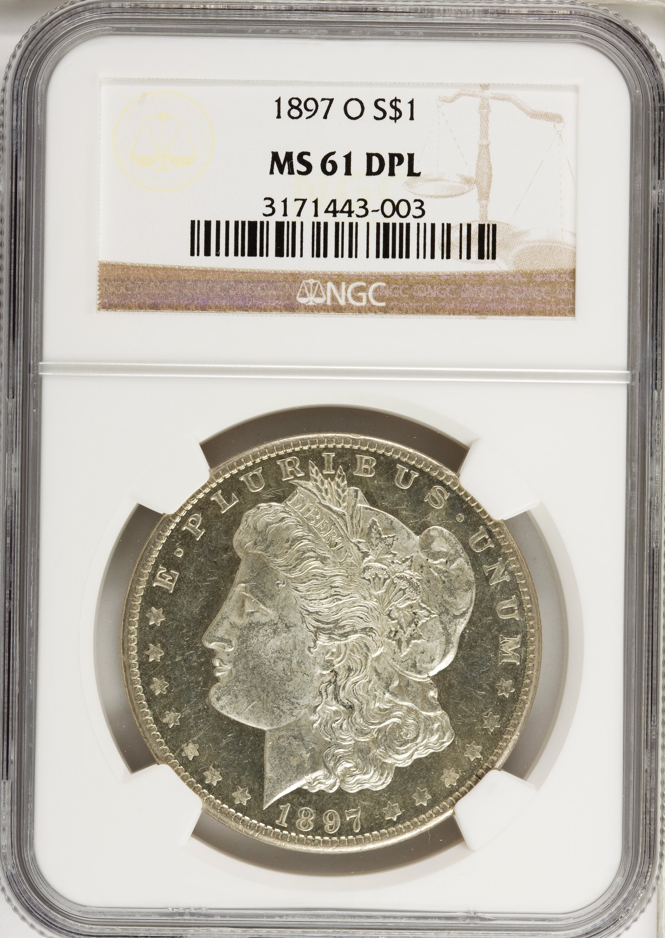 image for: 1897-O $1 MS61 Deep Mirror Prooflike NGC....