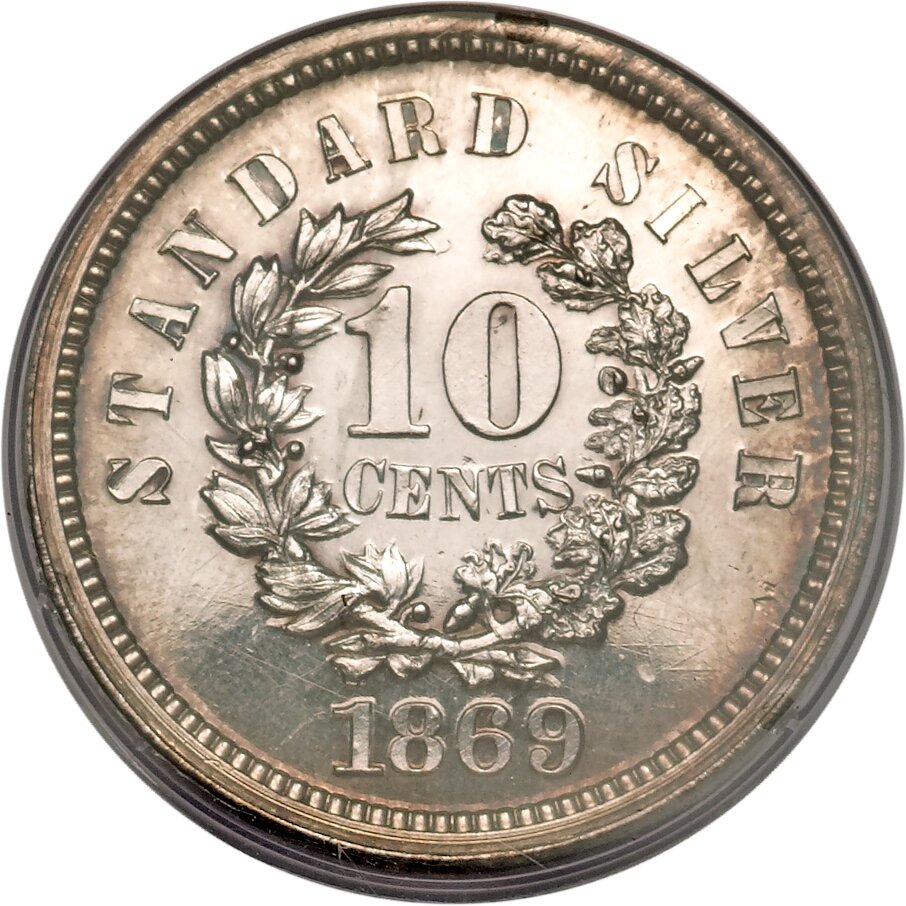 image for: 1869 10C Standard Silver Ten Cents, Judd-697, Pollock-776, High R.6, PR63 PCGS....