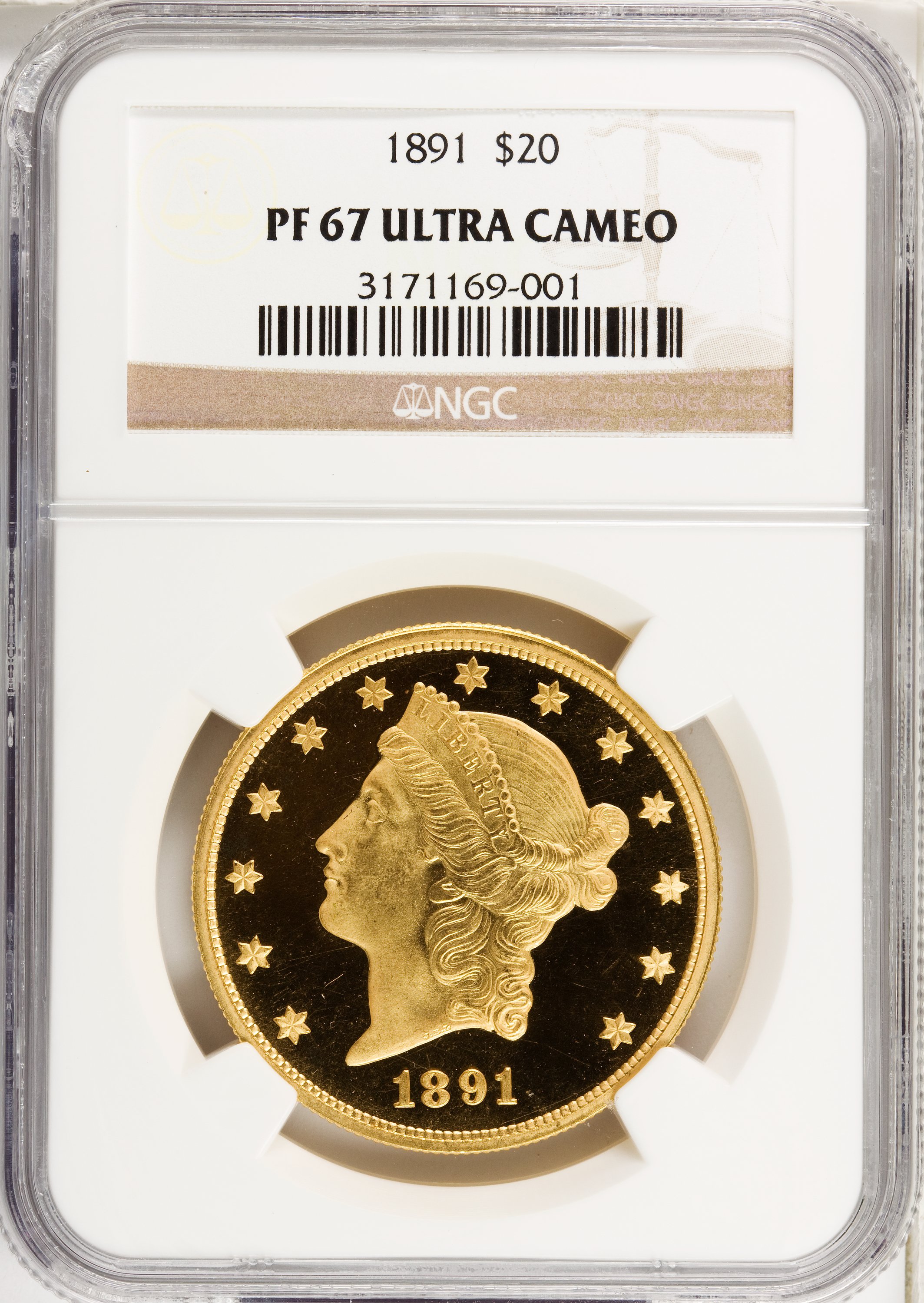 image for: 1891 $20 PR67 Ultra Cameo NGC....