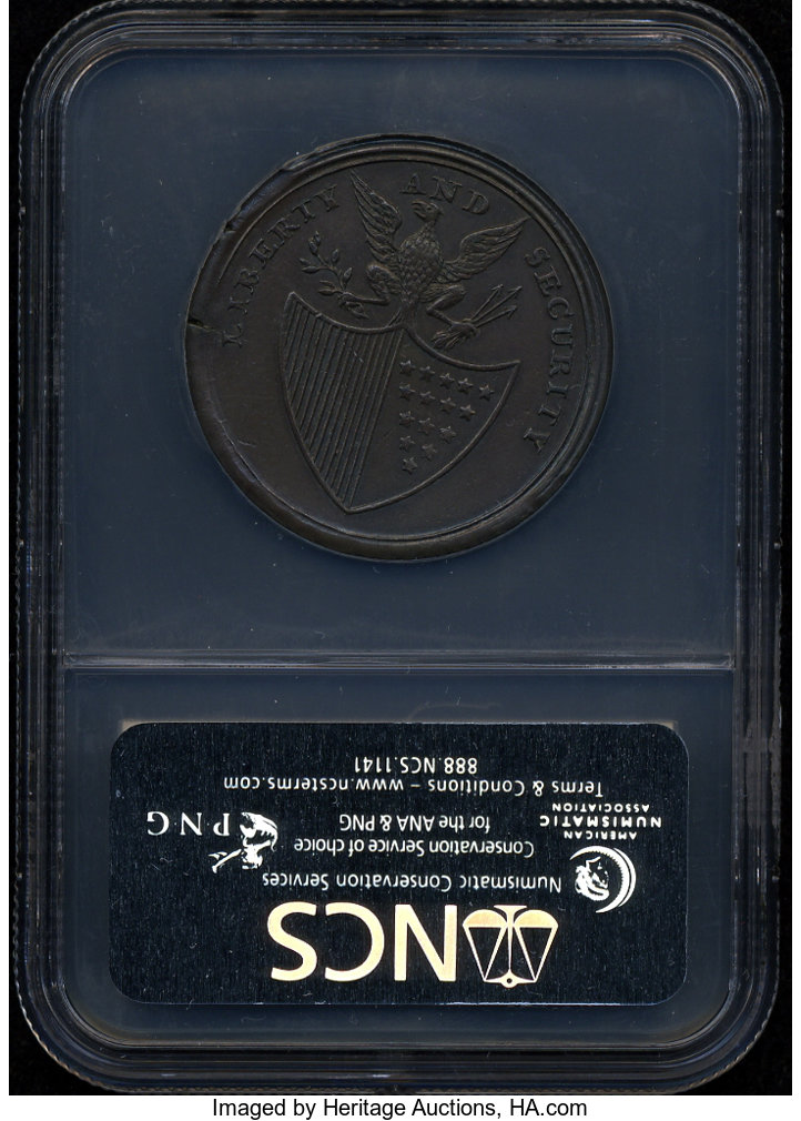 image for: 1795 PENNY Washington Liberty & Security Penny, ASYLUM Edge--Improperly Cleaned--NCS. AU Details.  Accompanied by a Colonia...