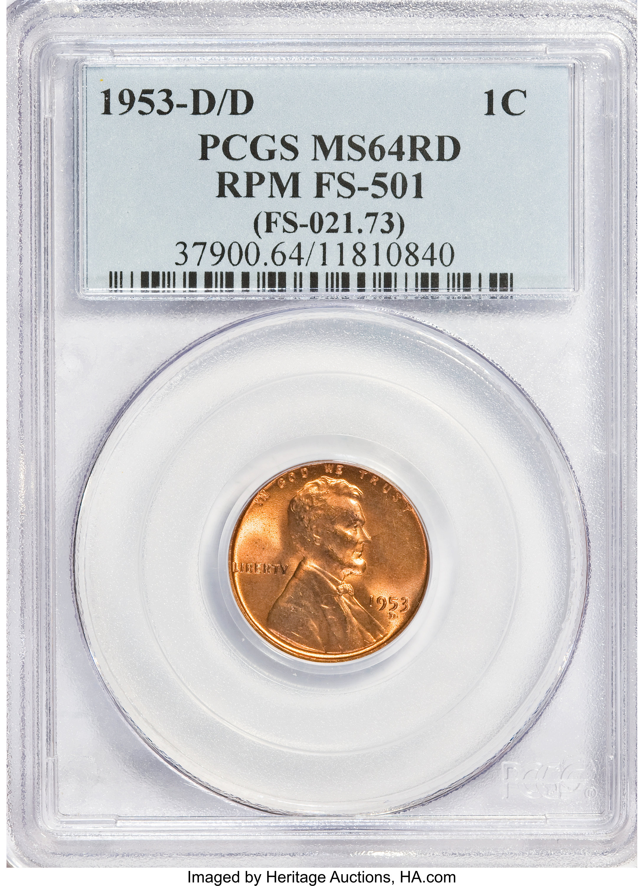 1953-D/D 1C RPM MS64 Red PCGS. FS-501.(FS-021.73). PCGS Population (86/1005). NGC Census: (33/1241). Mintage: 700,515,0...