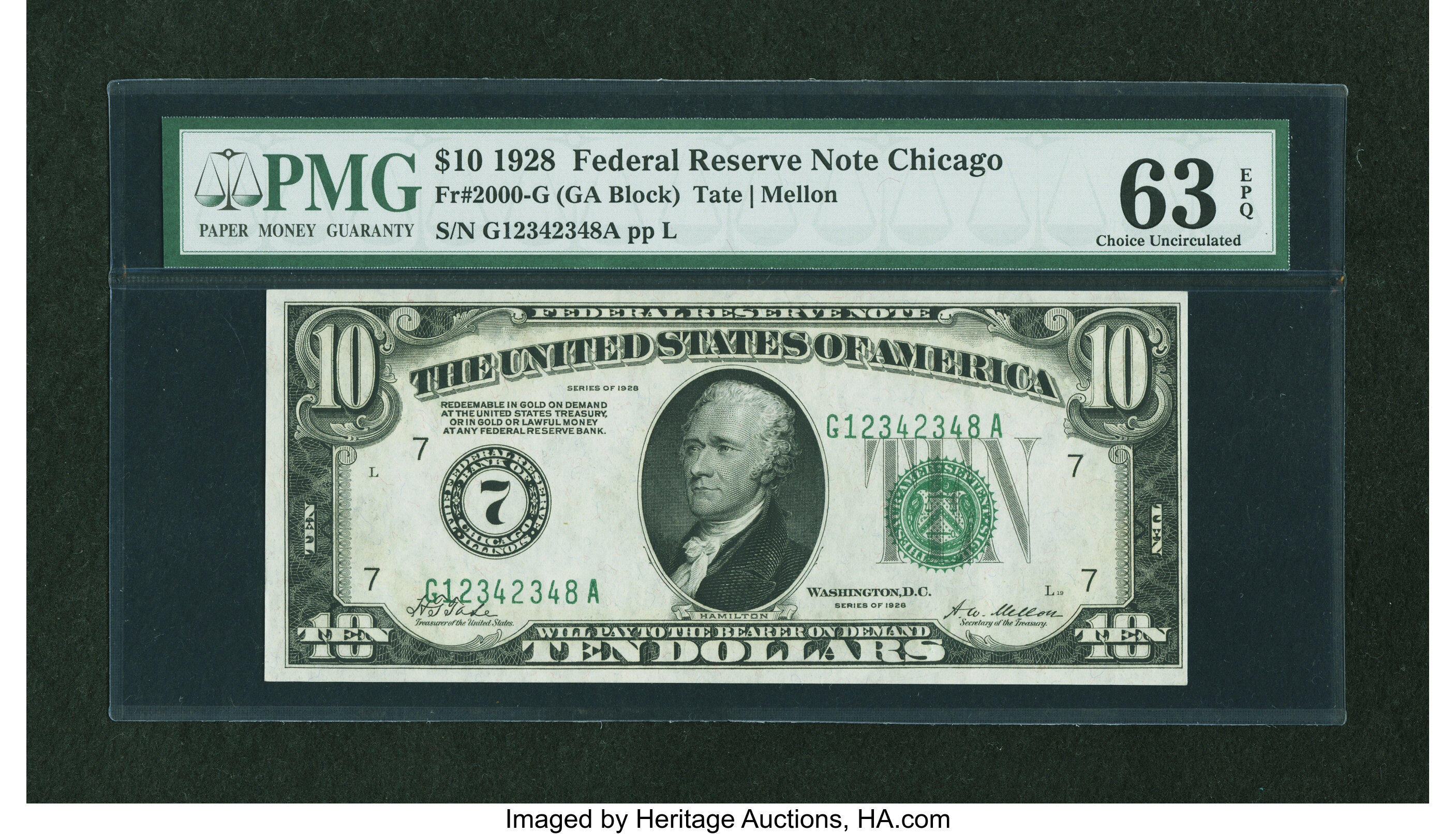 image for: Fr. 2000-G $10 1928 Federal Reserve Note. PMG Choice Uncirculated 63 EPQ....