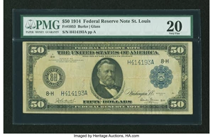 image for: Fr. 1053 $50 1914 Federal Reserve Note PMG Very Fine 20....