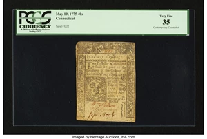 image for: Connecticut May 10, 1775 40s Contemporary Counterfeit PCGS Very Fine 35....