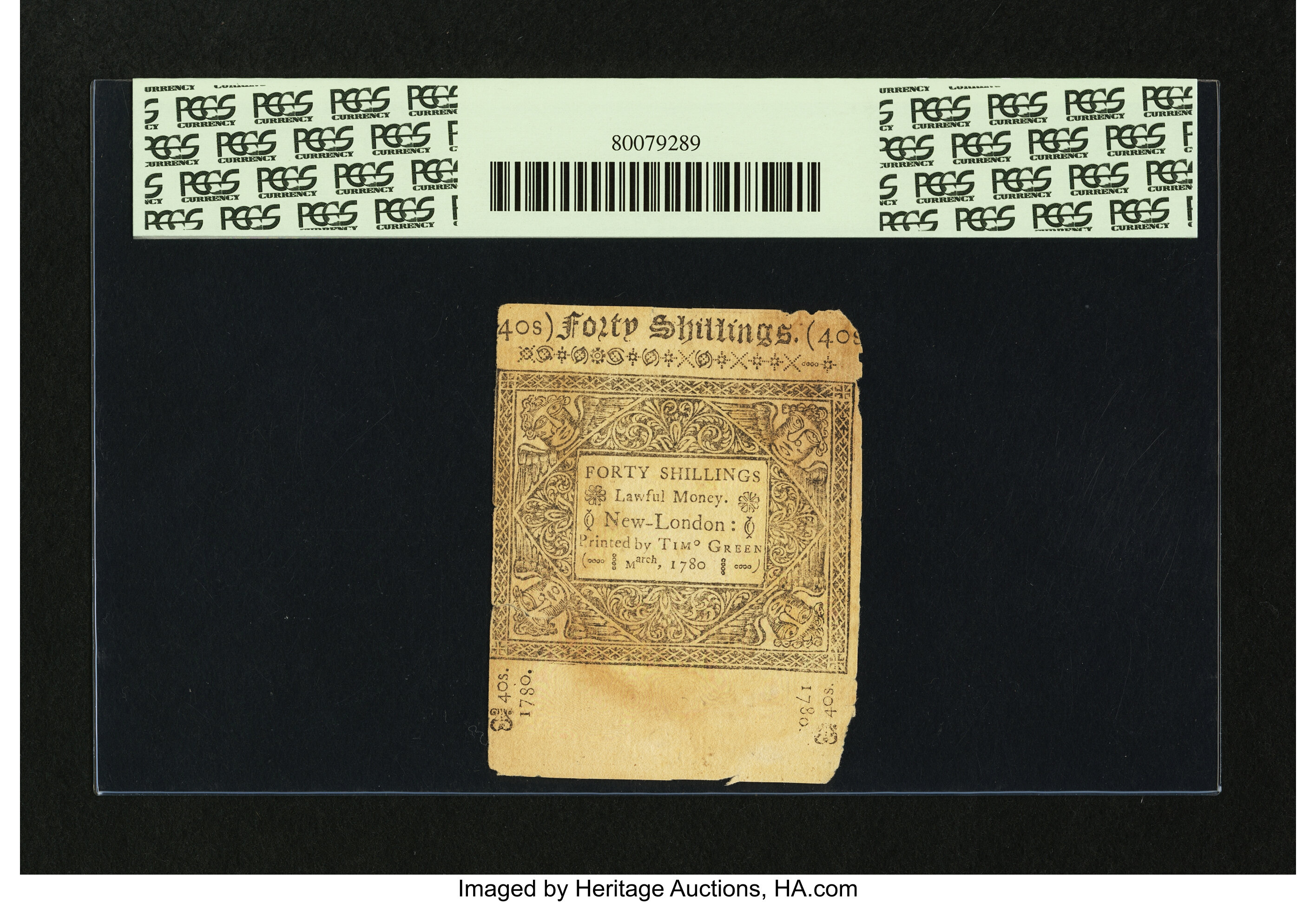 image for: Connecticut March 1, 1780 40s Contemporary Counterfeit PCGS Apparent Very Fine 30....